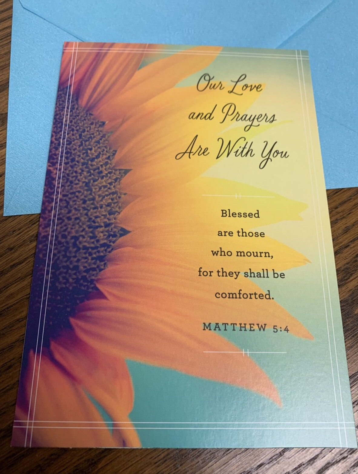 Sympathy Our Love And Prayers Are With You Blessed 5”x7” Religious Greeting Card