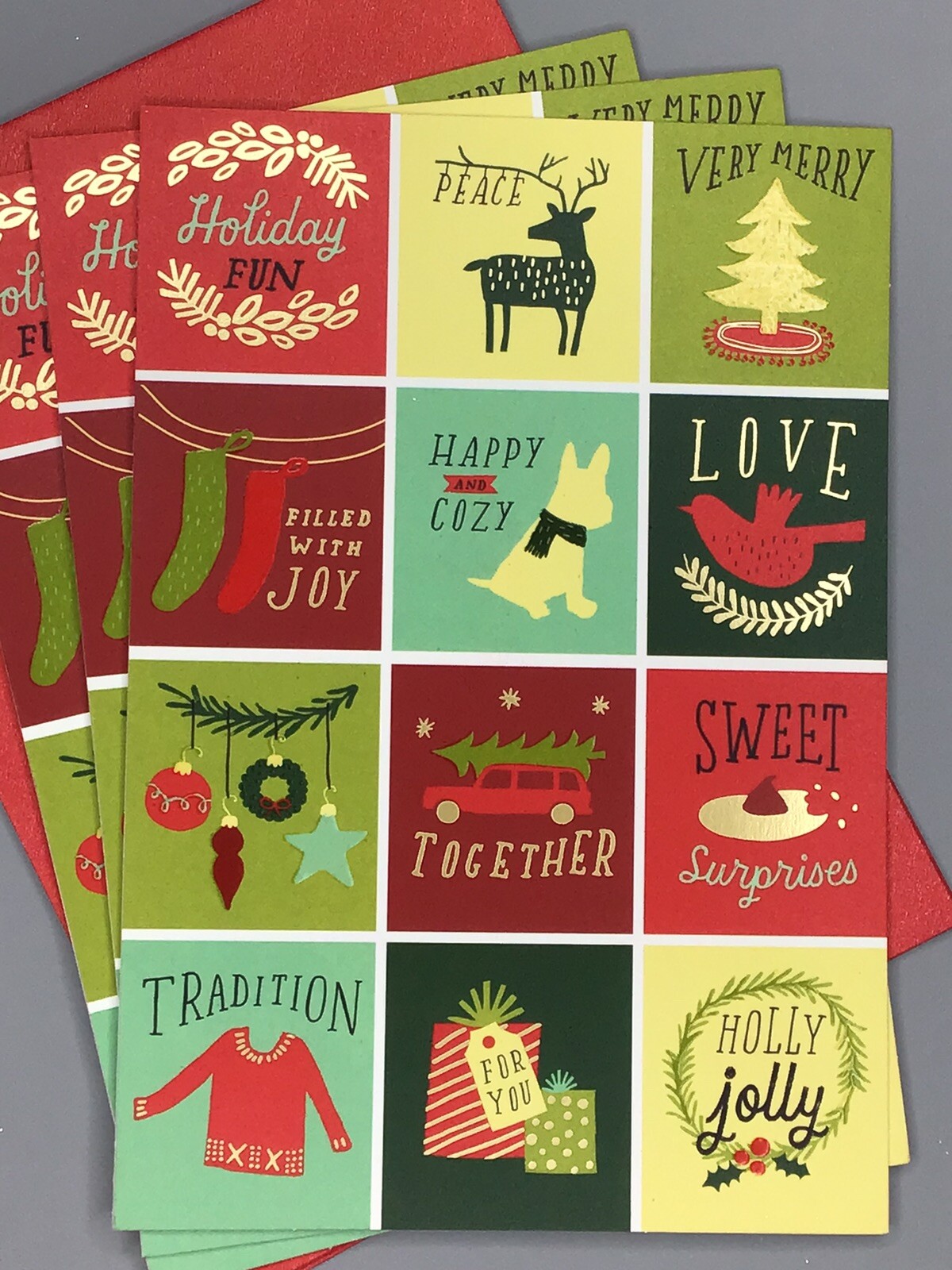3 Hallmark Merry Christmas Holiday Cards Friends Family 8×5.25 Expressions