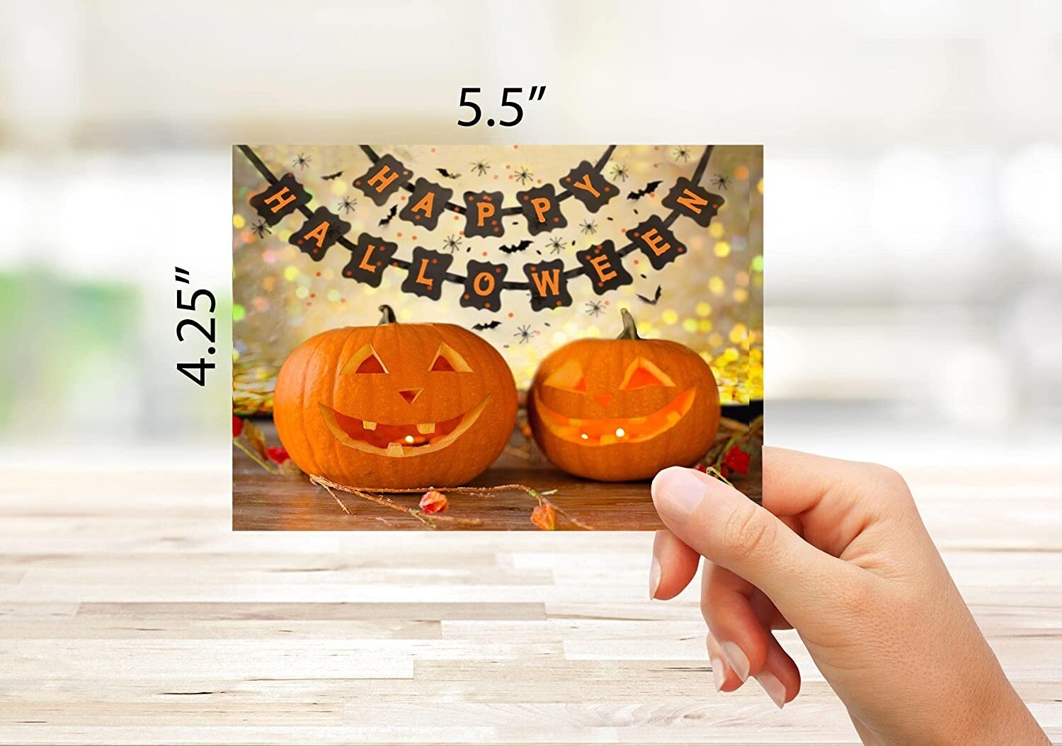 Happy Halloween Pumpkin Cards-Blank Inside-5.5″x4.25″-12 or 24 Packs