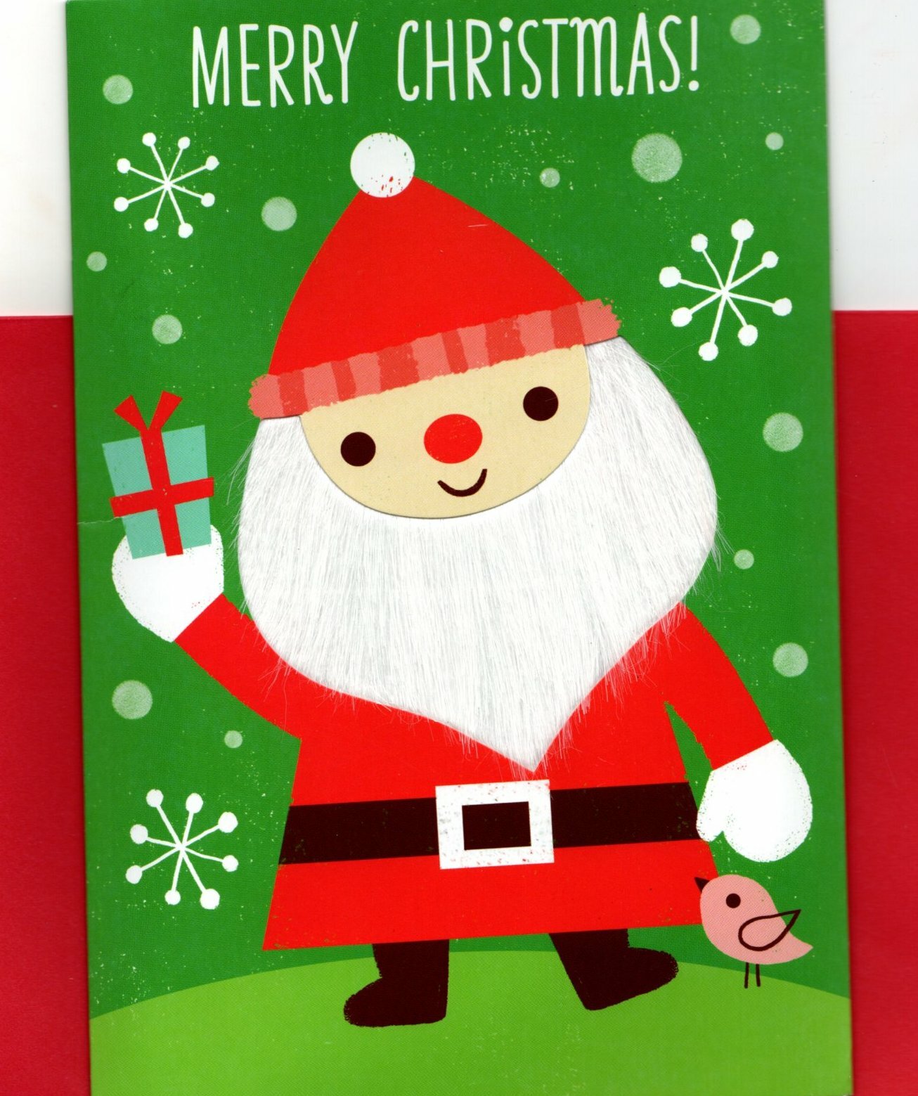 Merry Christmas Tomte Santa Claus Soft White Beard Hallmark Greeting Card