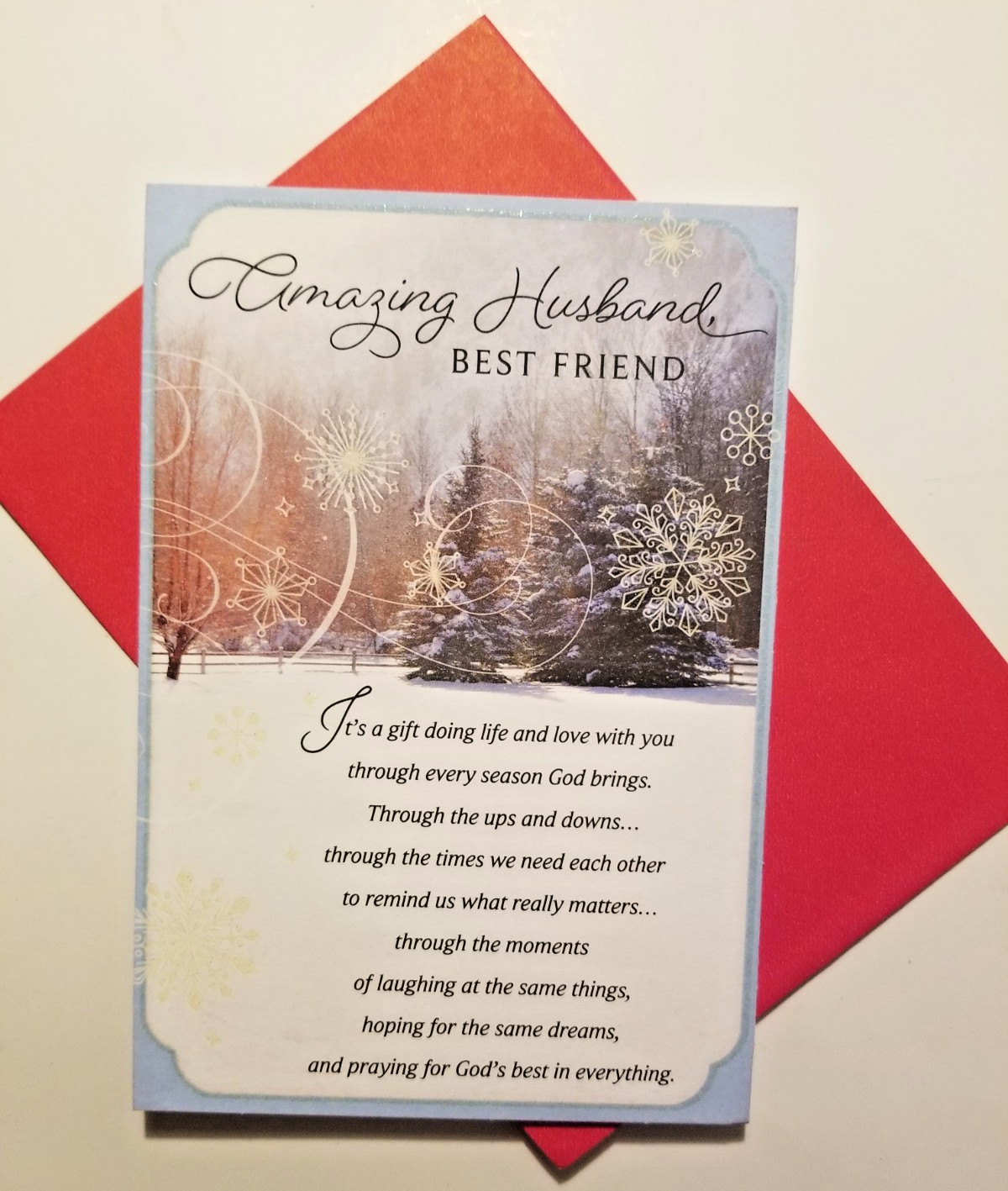 Religious Amazing Husband Christmas Greeting Card Day Spring Bible Verse