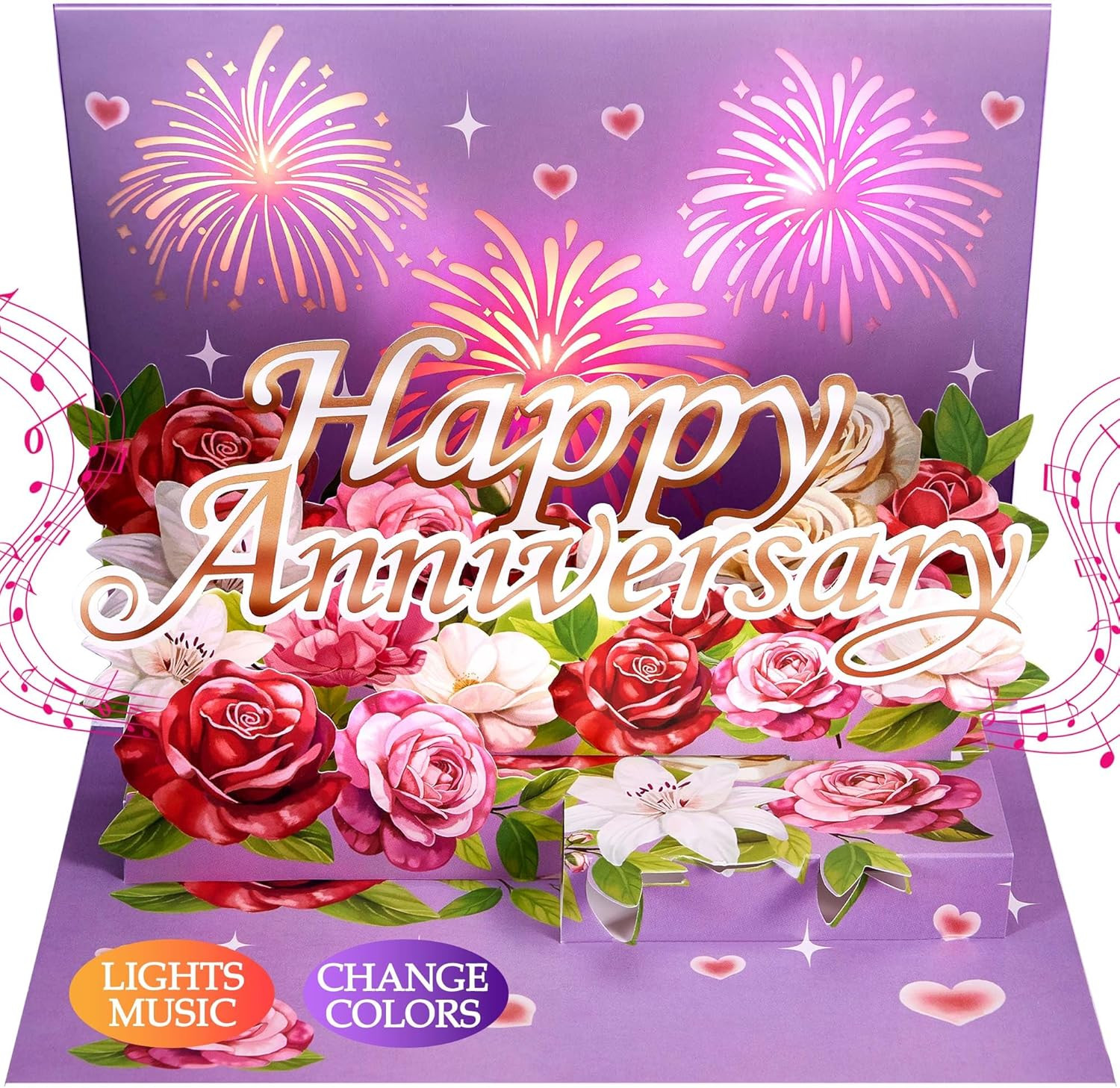 Anniversary Card with Music & Lights 3D Pop Up Happy Anniversary Cards for Him