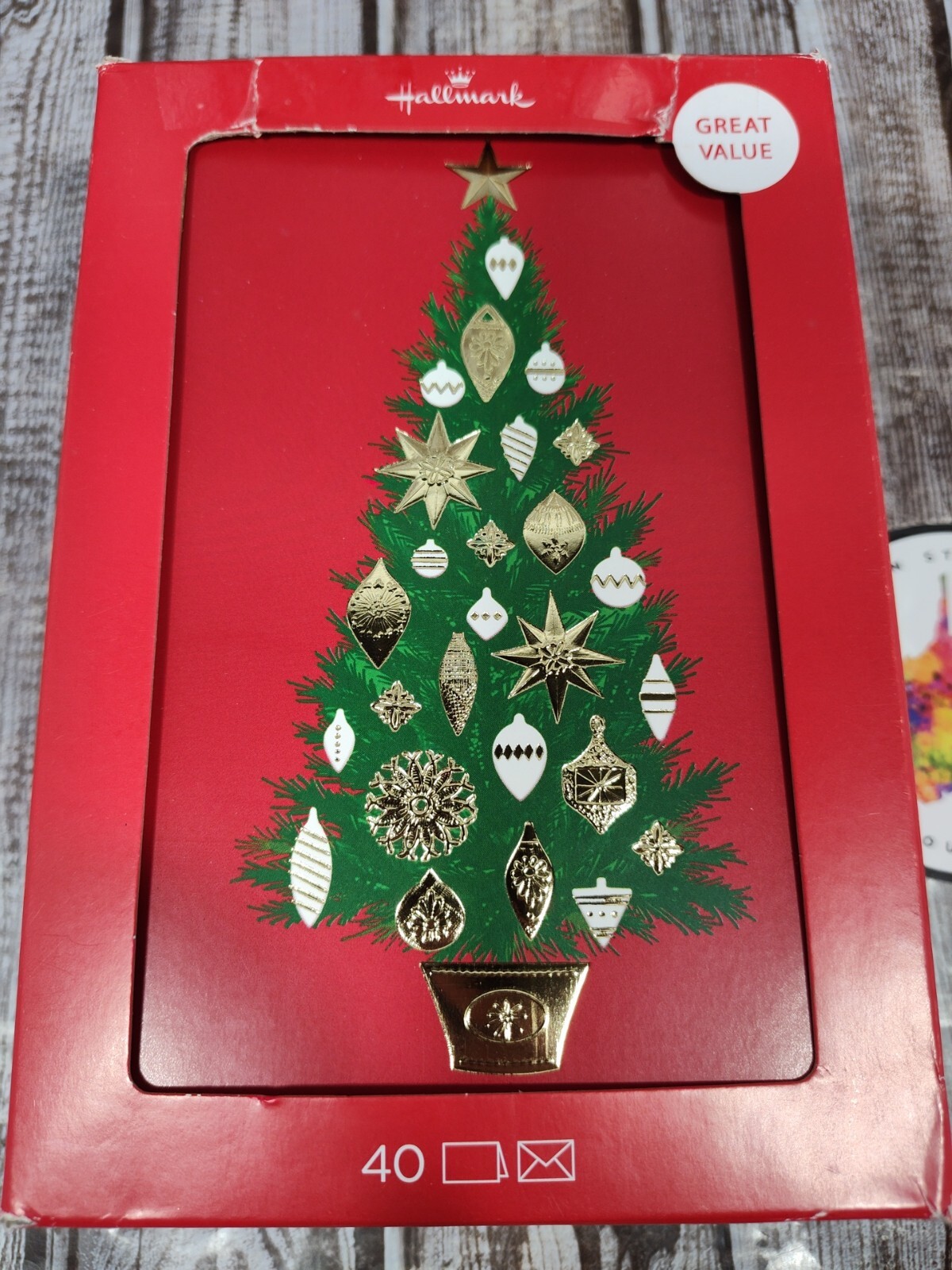 40 Count Hallmark Christmas Cards With Christmas Tree Includes 40 Red Envelopes