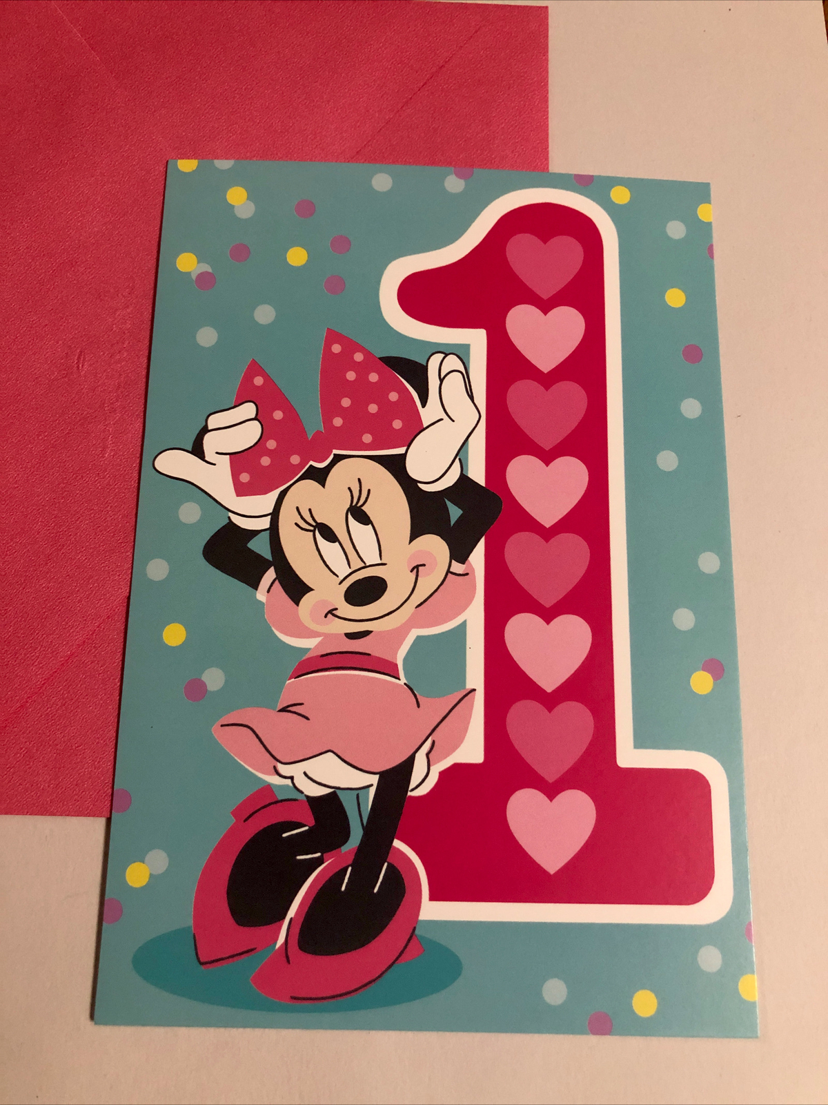 Happy Birthday Disney Minnie Happy 1st One Birthday 5”x7” Hallmark Greeting Card