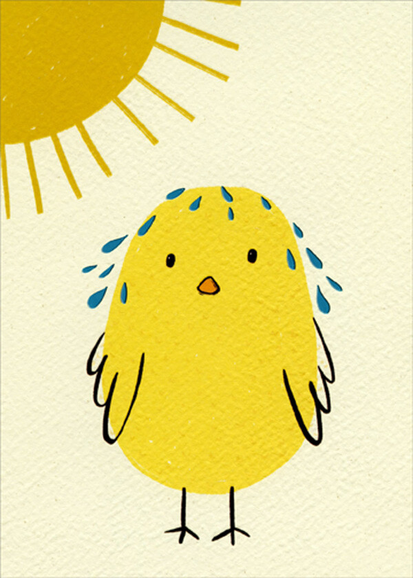 Yellow Chick with Blue Sweat Funny Masculine Birthday Card for Him Man Men