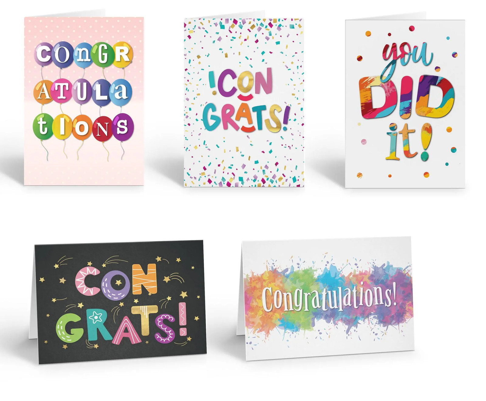 Assorted Colorful Congratulations Cards – 10 Congratulation Cardss – B18186V