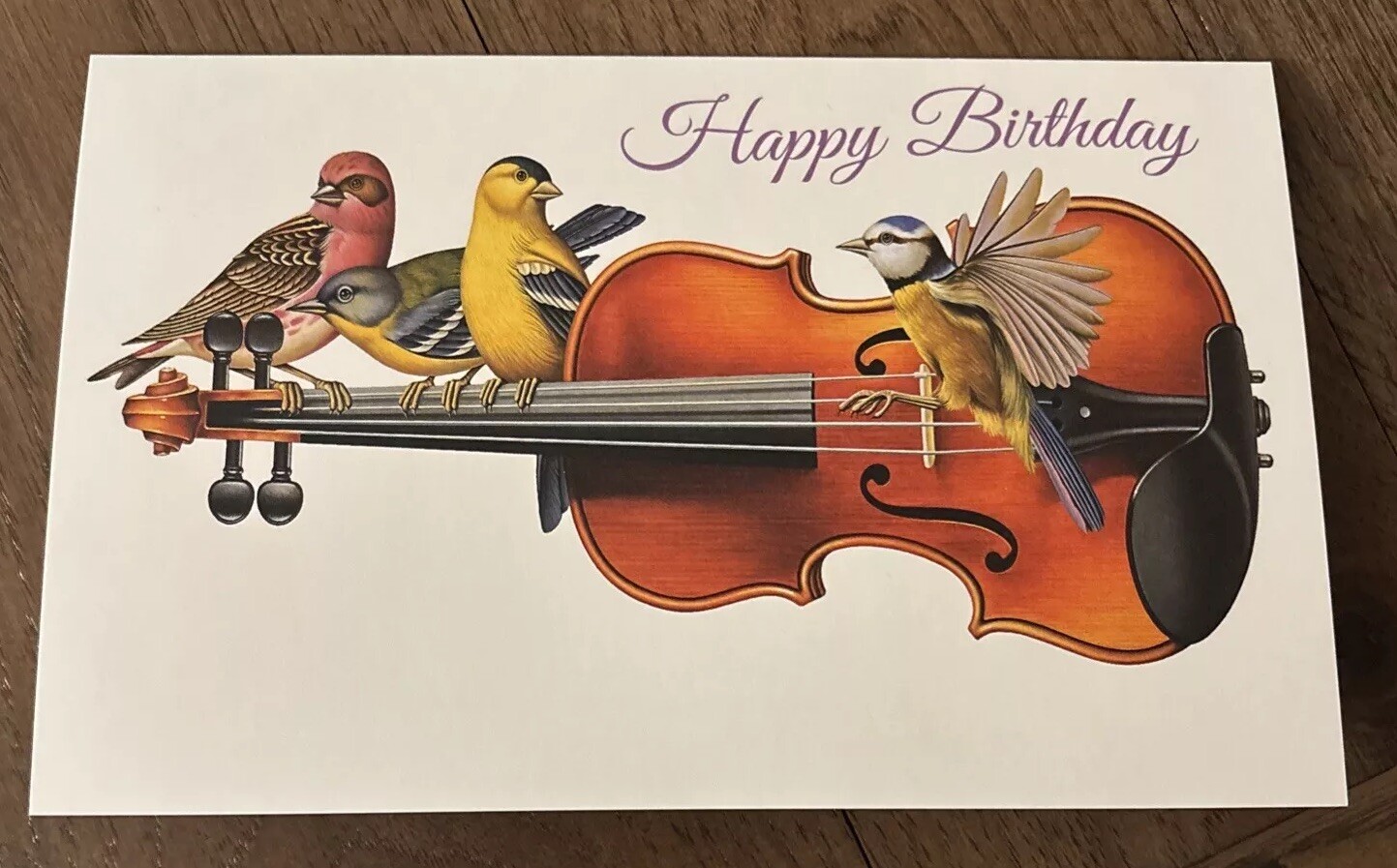 Birthday Violin Birds Smile Mom Sister Aunt Etc5’x7.75″ Stockwell Greeting Card