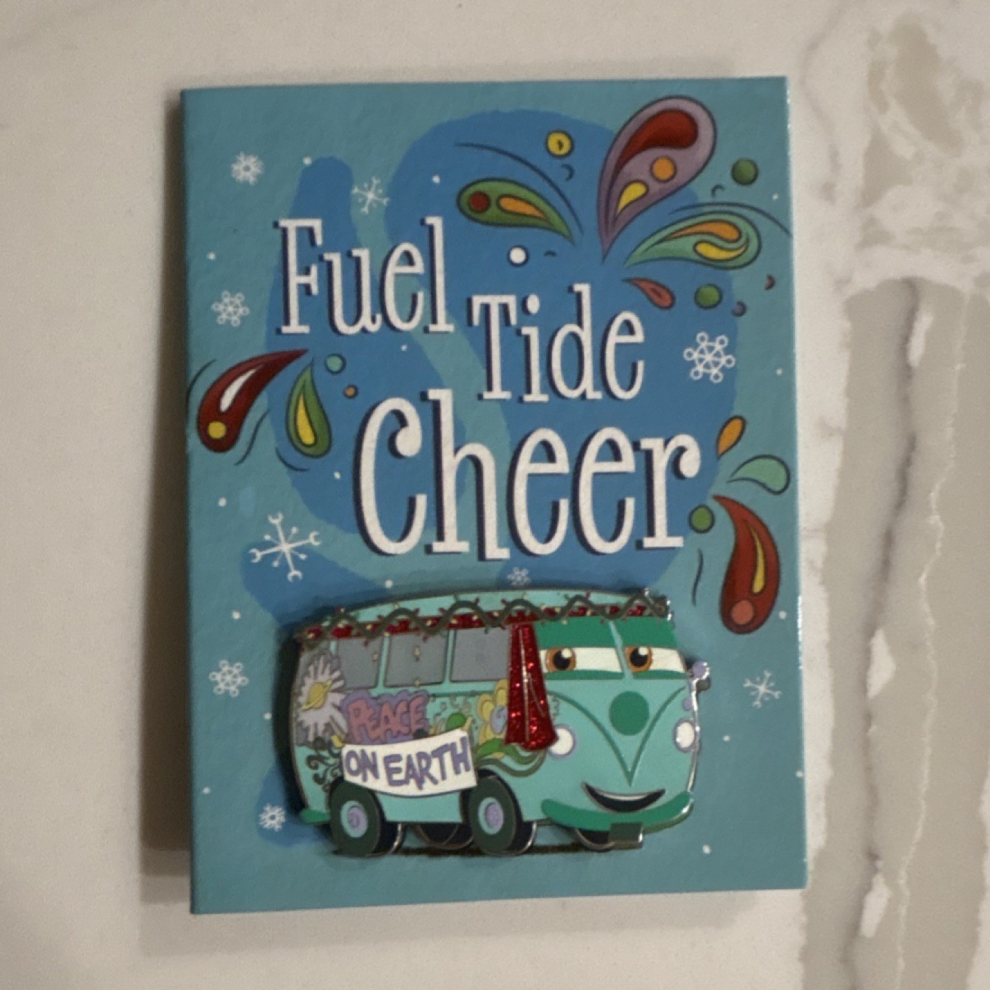 Disney Pixar Cars 2019 Fillmore Holiday Pin with Folded Card LE 4000