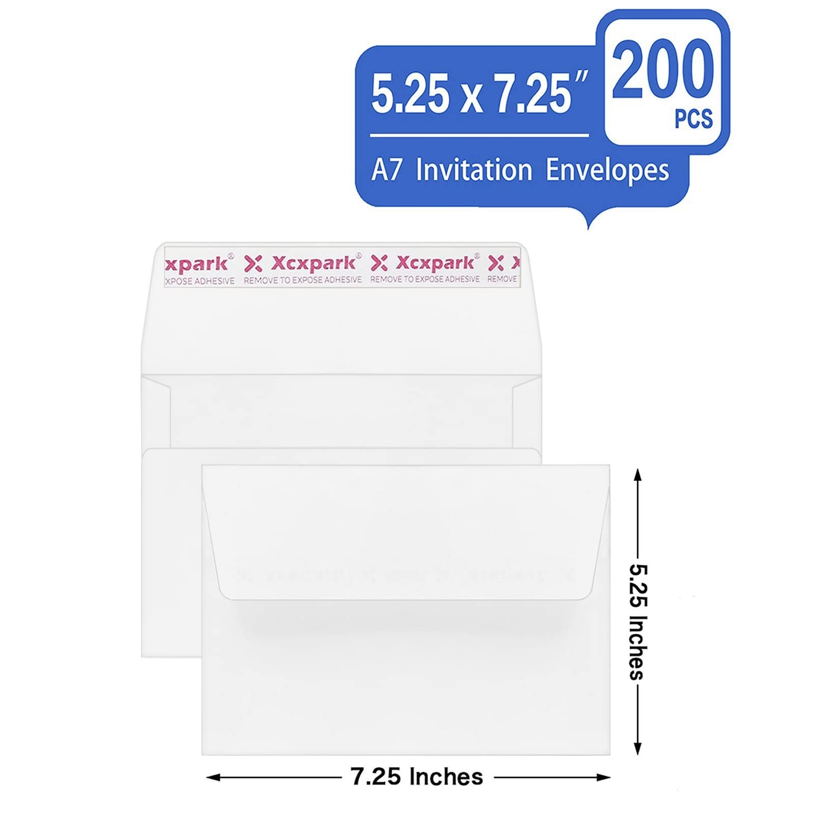 200 Qty Printable A7 Invitation Envelopes 5.25X7.25 inches Cards, Self Seal 1…