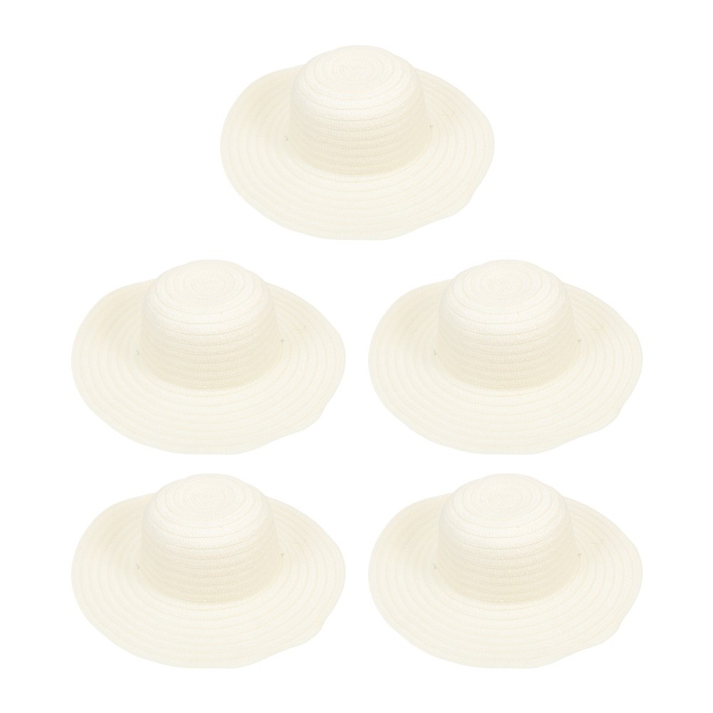 5Pcs DIY Kids Straw Sun Hats Reusable for School Crafts Summer Party Decor