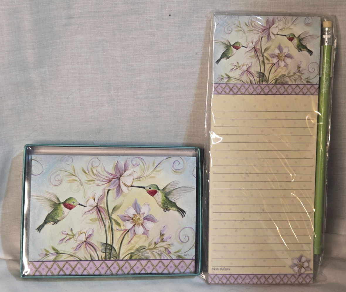 Cape Shore Hummingbirds 8 Notecards & Magnetic Notepad Set Kate McRostie New NOS