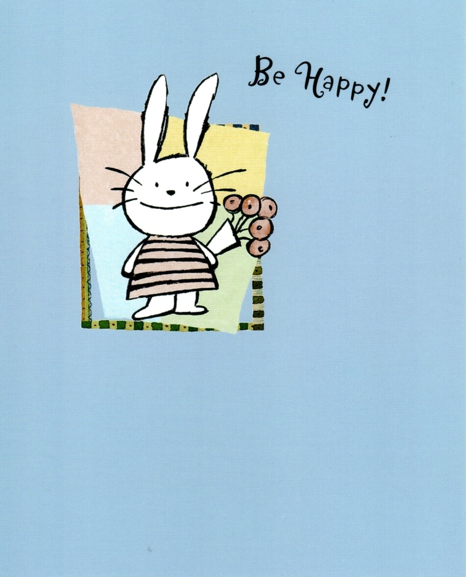 Happy Easter Springtime Bunny Girl & Flower Bouquet Theme Hallmark Card
