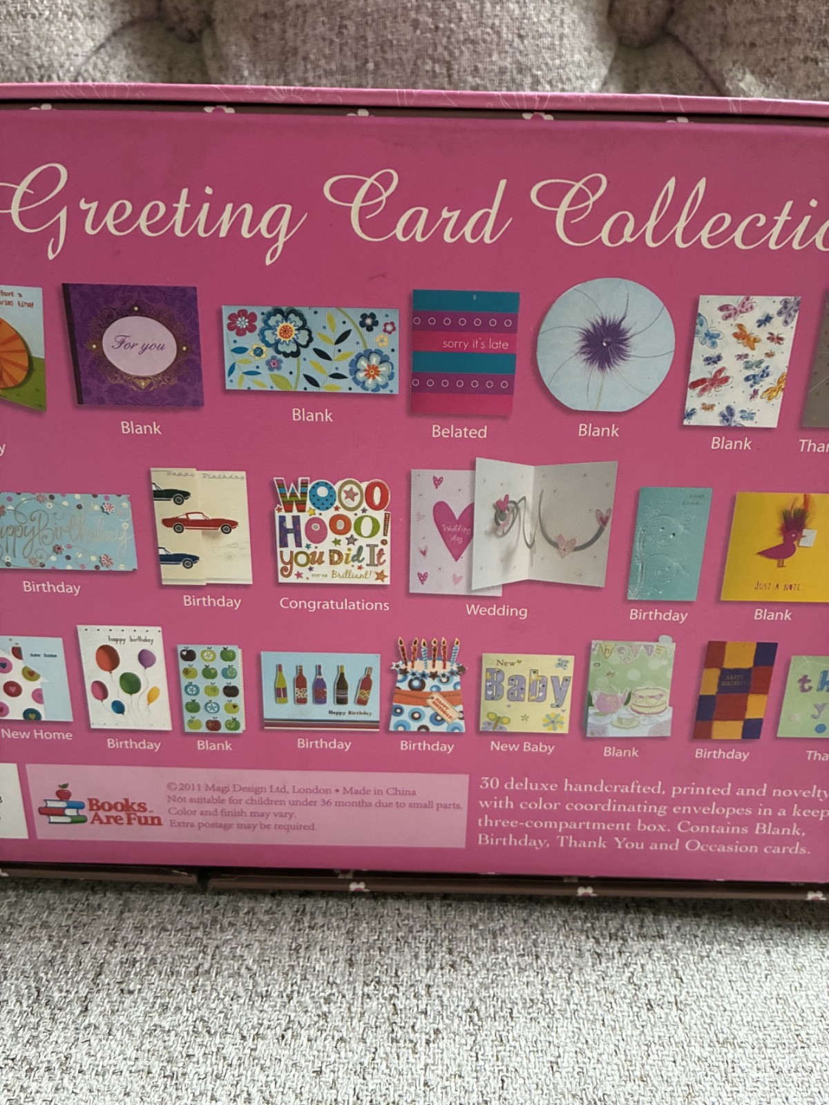 ❤️ Boxed set of 21 Deluxe greeting cards & envelopes in a Reusable storage box