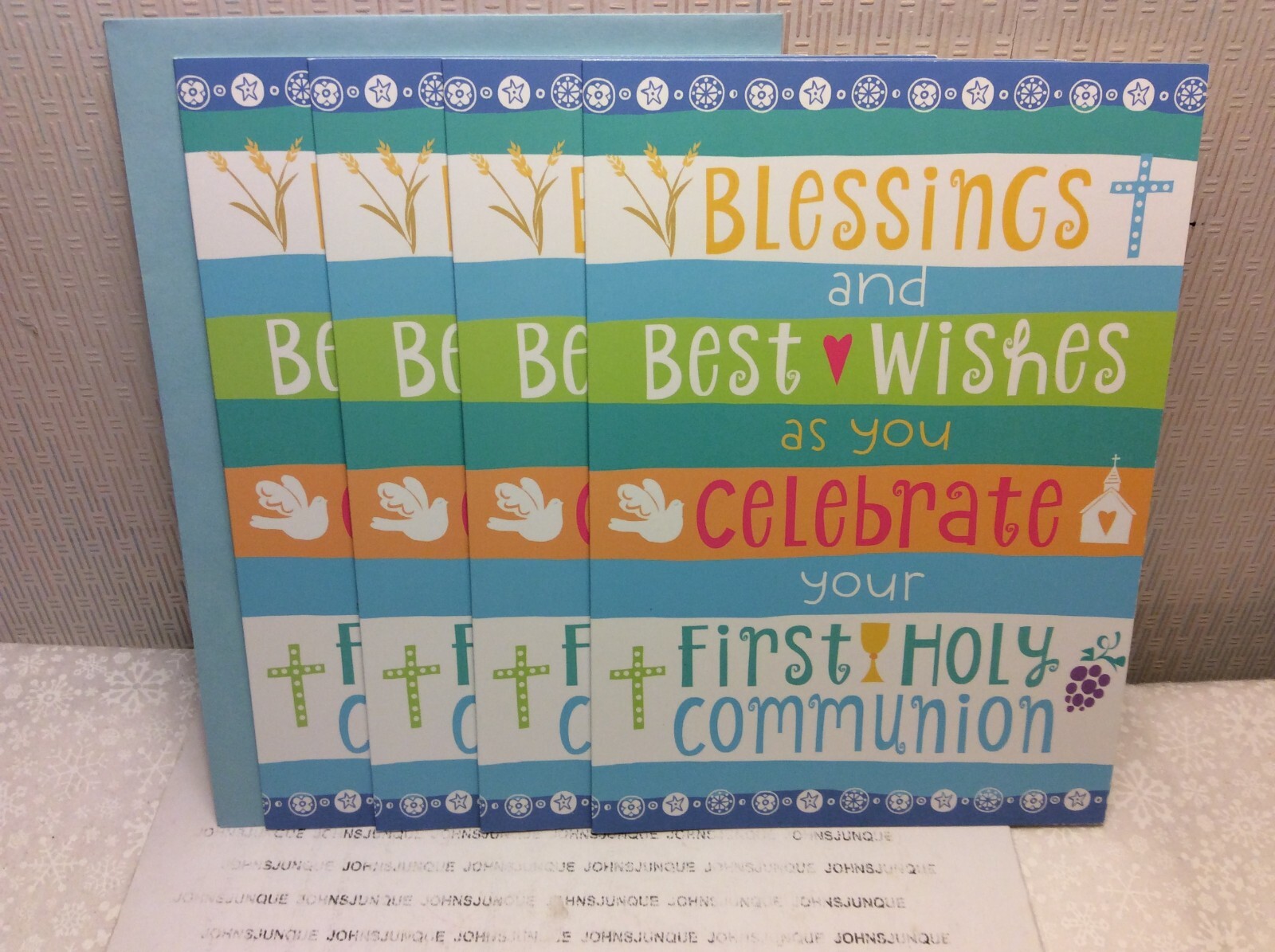 FIRST HOLY COMMUNION CARDS New w/Envelope LOT-4 “Blessings and Best Wishes”