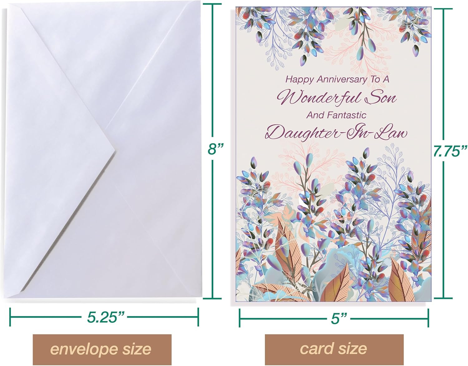 – Anniversary Card for Son and Daughter-In-Law – Made in USA – OPENS to 10″ X 7.