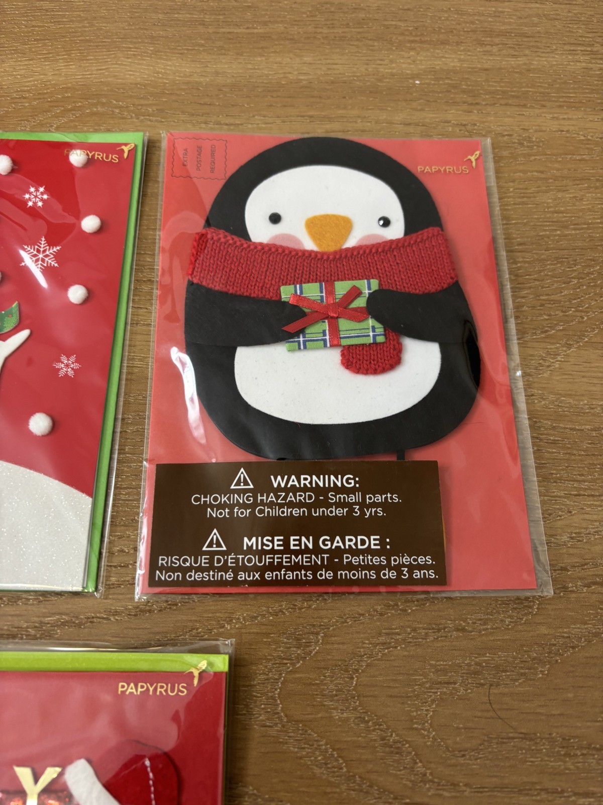Lot of 7 PAPYRUS Christmas Cards Assorted w/DISNEY Glitter Foil Envelopes NEW