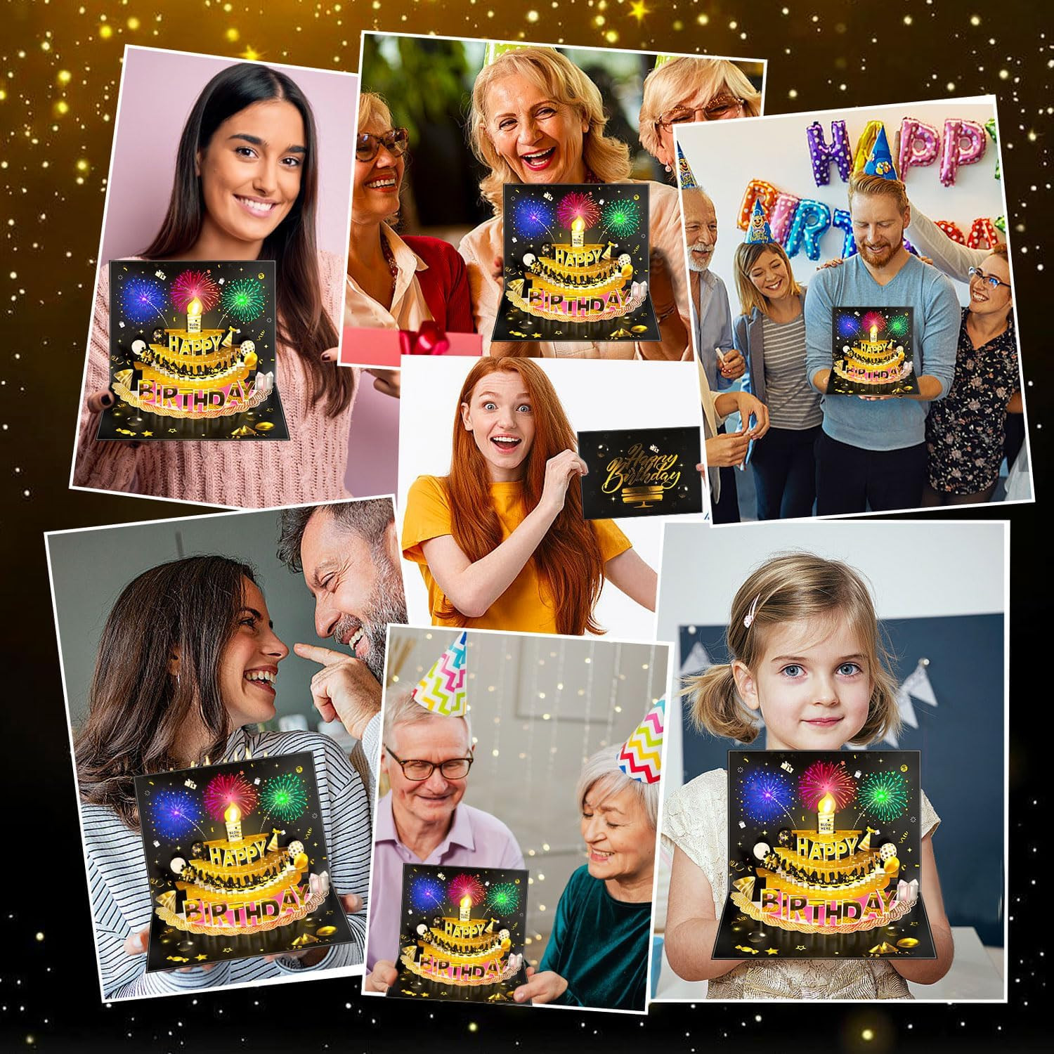 Pop up Birthday Cards for Men – LED Light & Music with Blow the Candle, 3D Ballo
