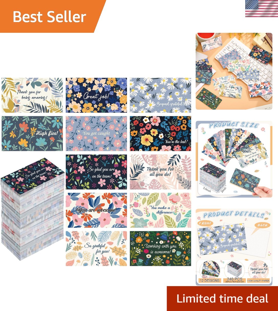 240 Floral Employee Appreciation Cards – Inspirational & Motivational Notes