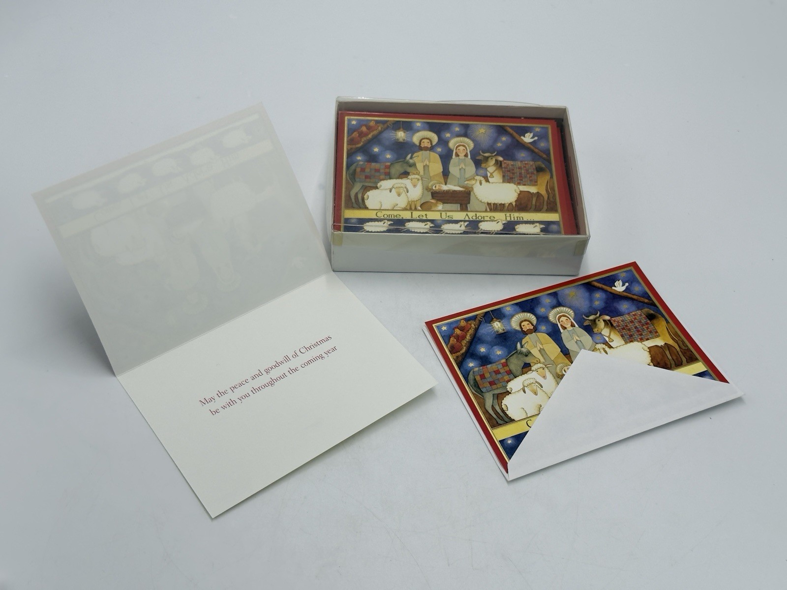 Caspari Box Set of 20 ‘Come Let Us Adore Him’ Christmas Religious Greeting Cards