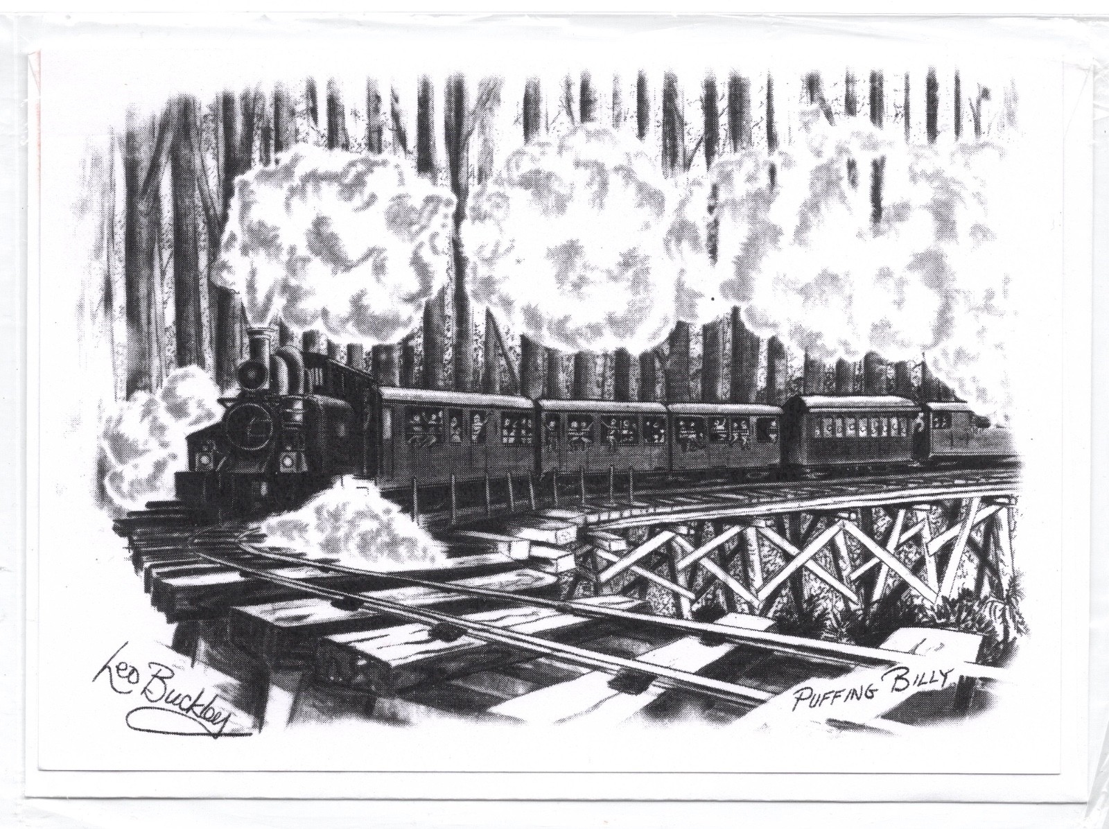 Australian – Belgrave – Puffing Billy Railway Scene Greeting Card by Leo Buckley