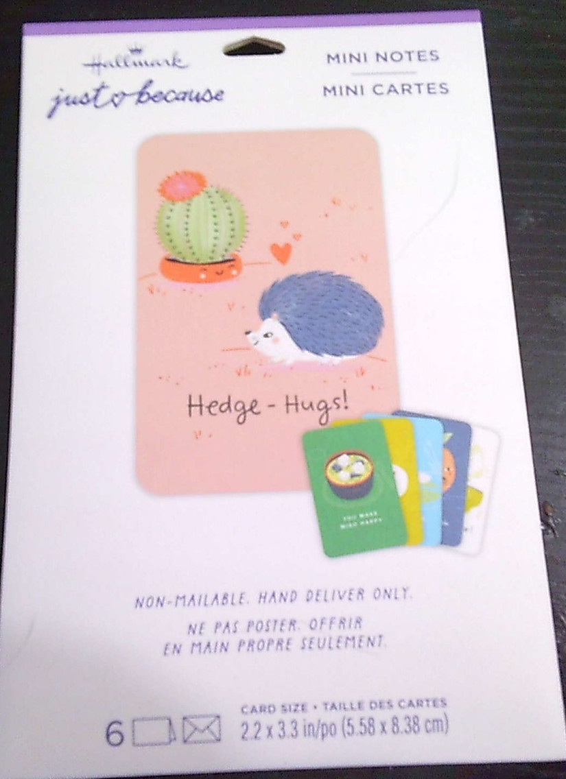 6 NEW HALLMARK just because mini notes greeting cards & envelopes non mailable 1