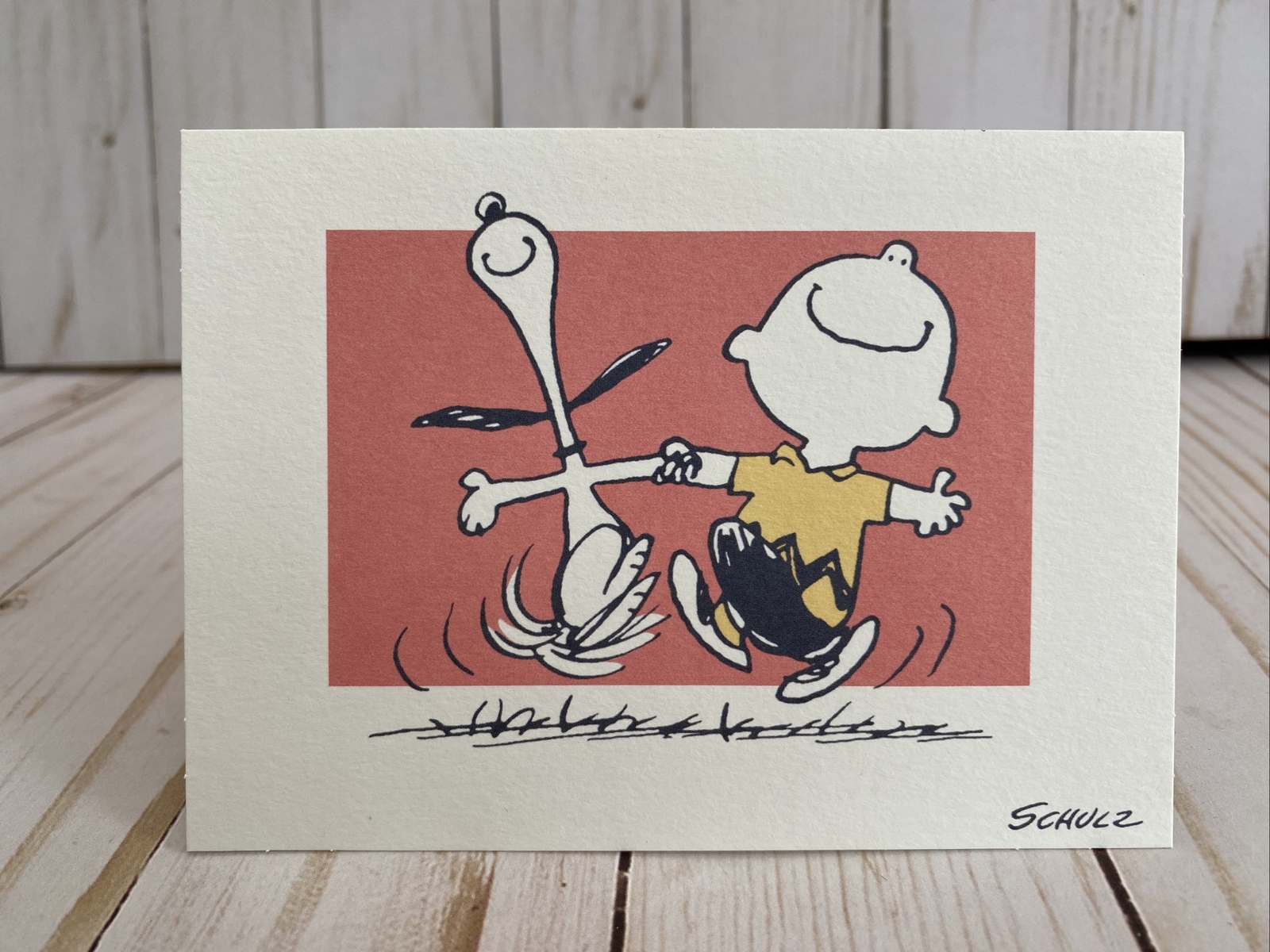 Classic Charlie Brown Snoopy Happy Dancing Blank Card Hallmark New Keep In Touch