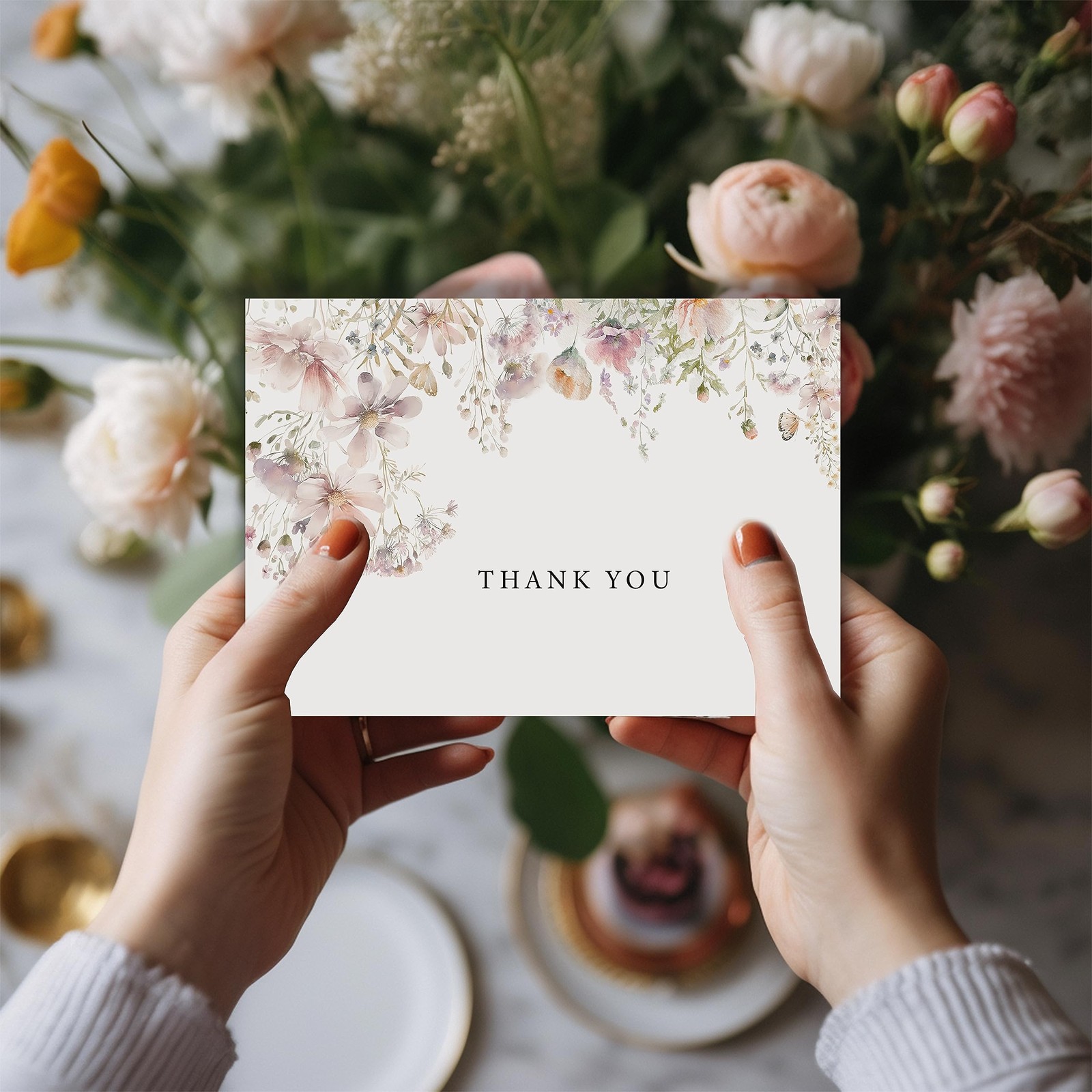 SLAPAFLIFE Floral Thank You Cards with Envelopes,48Pack – 4×6 inches,
