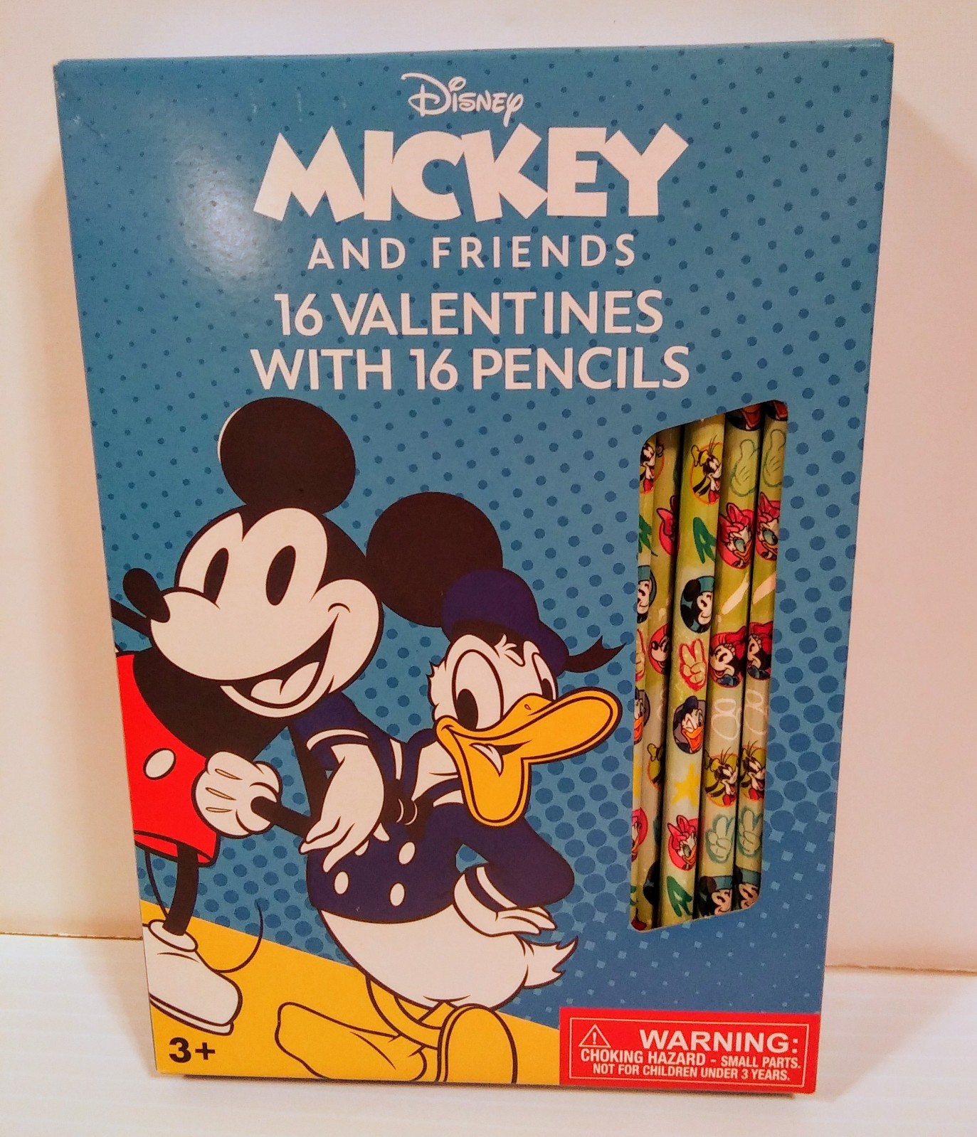 16x Mickey Mouse and Friends Valentine Exchange Cards w/ Pencils Multi-Colored