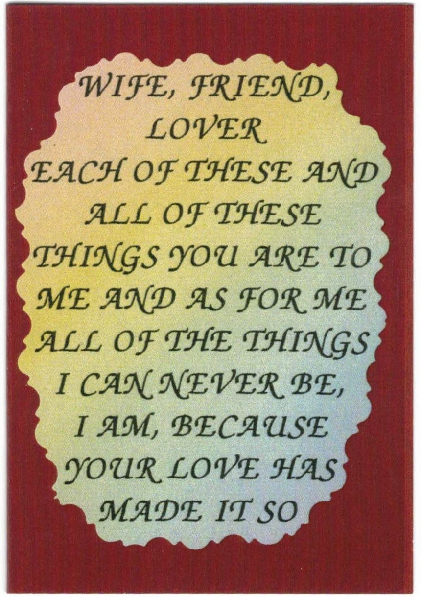 Any Occasion Love Note Card 2036C Wife Friend Lover Marriage Friendship Family