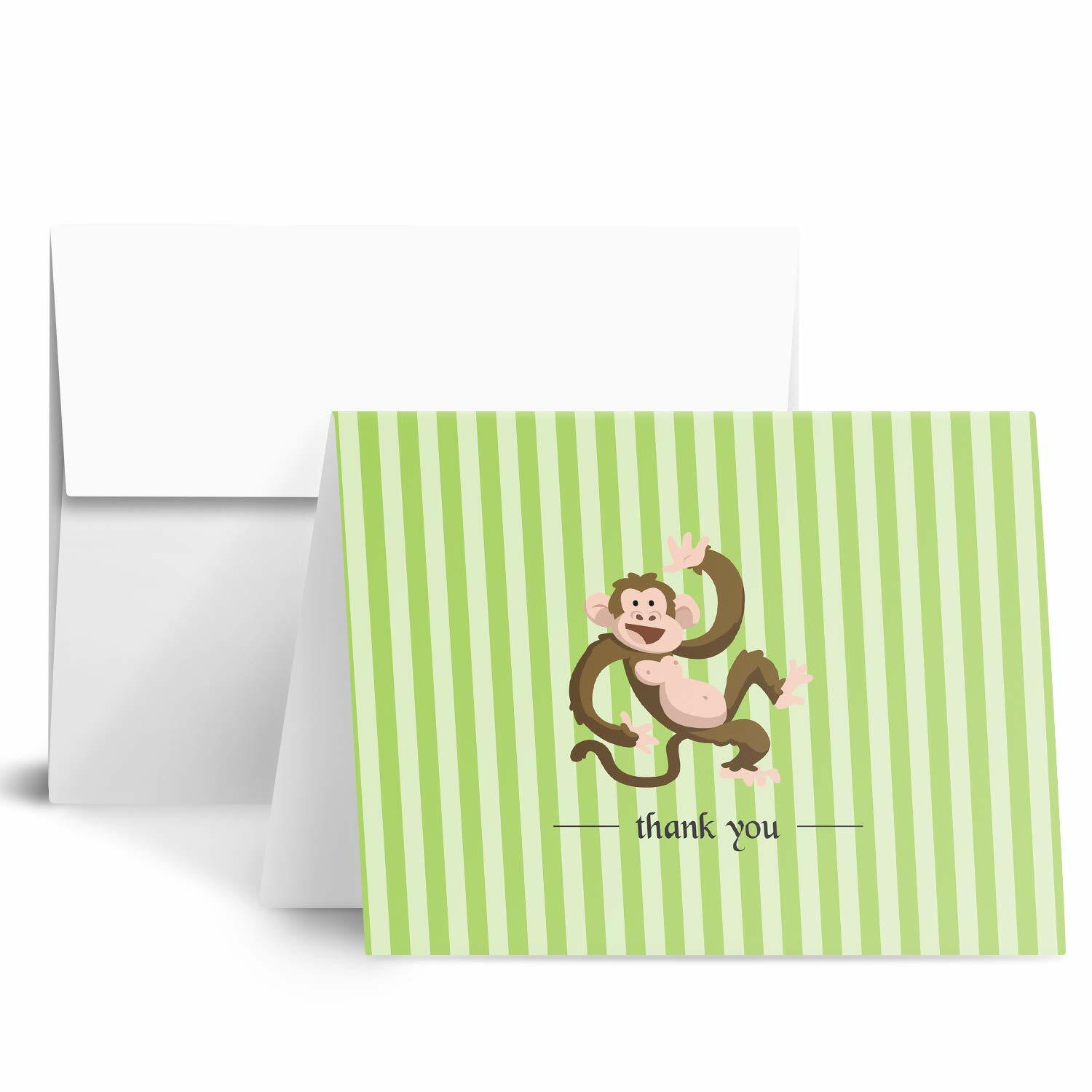 Lovely Animal “Thank You” Greeting Cards and Envelopes – A2 Size – 25 Per Pack