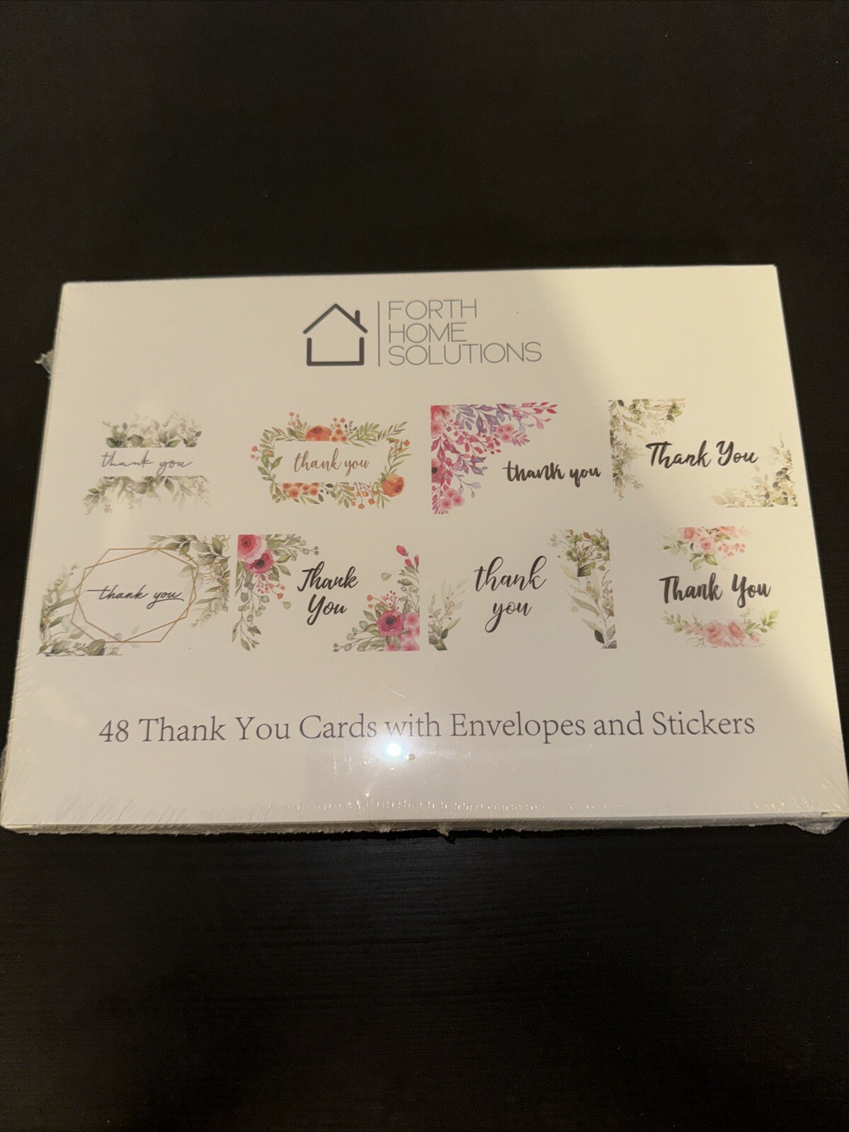 48 Thank You Cards Set With Envelopes and Stickers, Floral Watercolour 8
