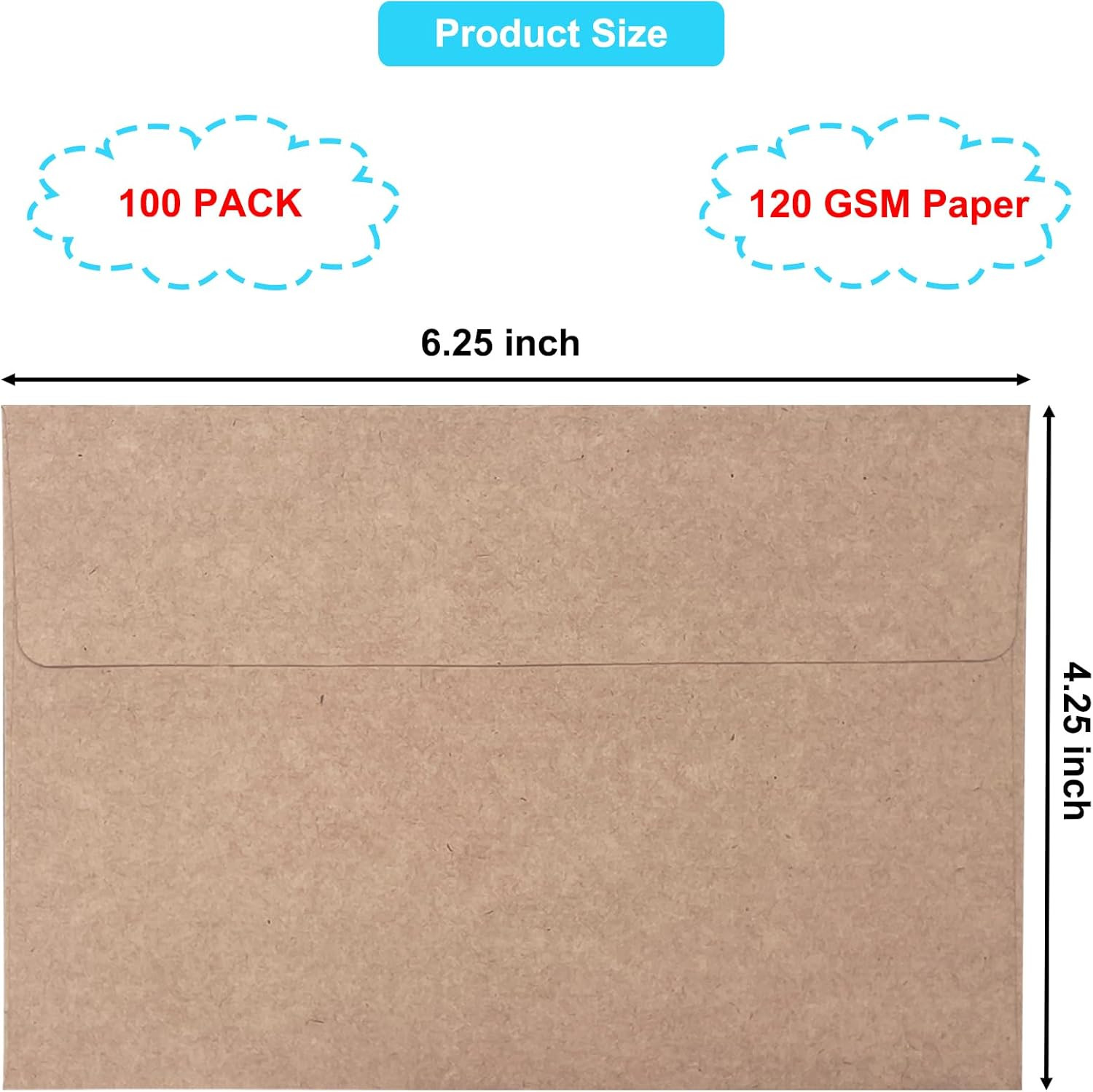 100 Pack 4X6 Envelopes for Invitations, Brown Kraft Envelopes, Self Seal A4 Enve