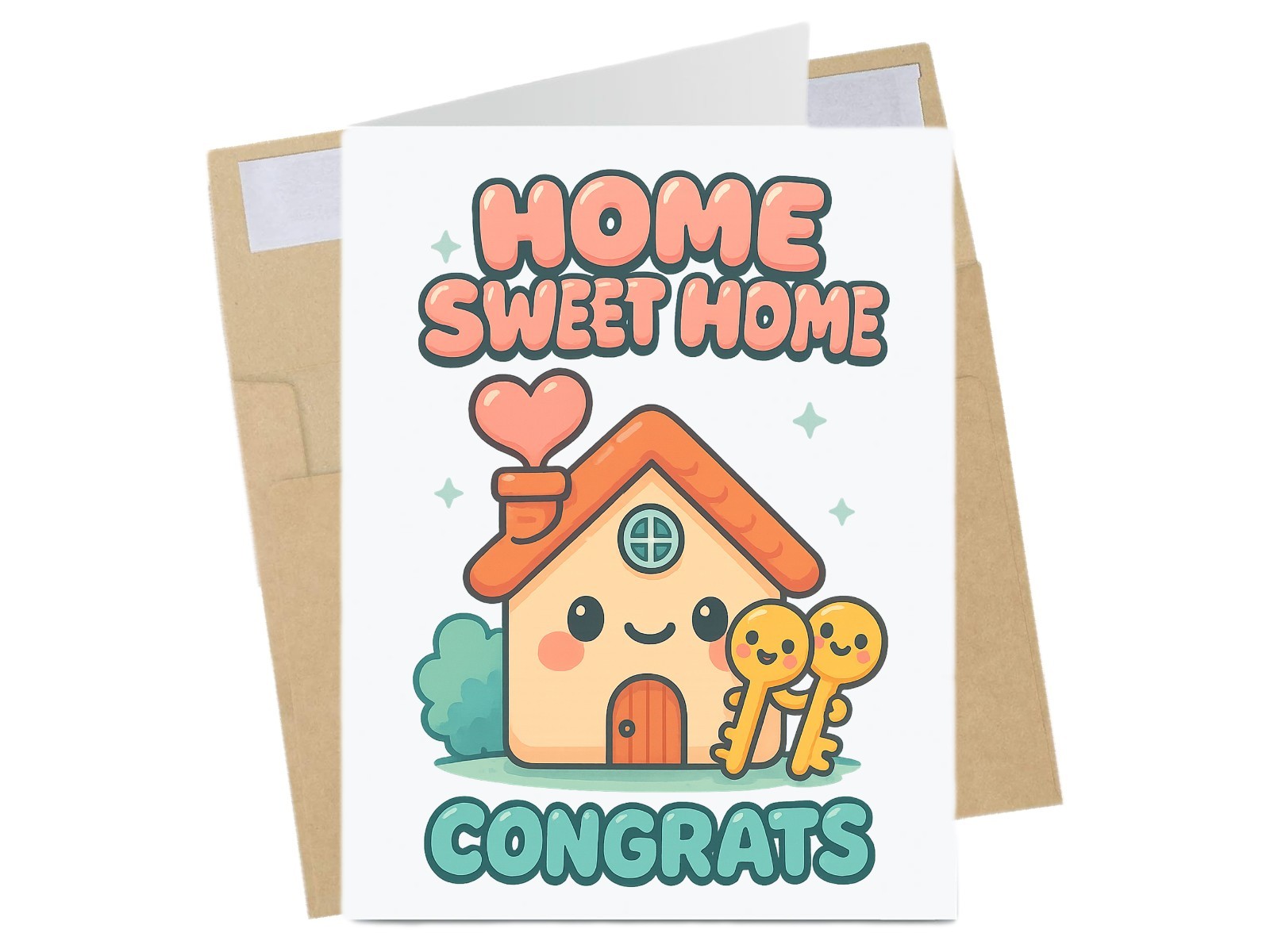 New Home Card “Home Sweet Home” – Congratulations Housewarming Greeting Card
