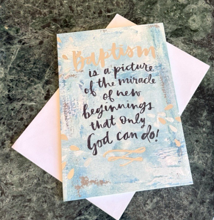 Adult Baptism Blue Silver New Beginning With Faith and God Dayspring Card