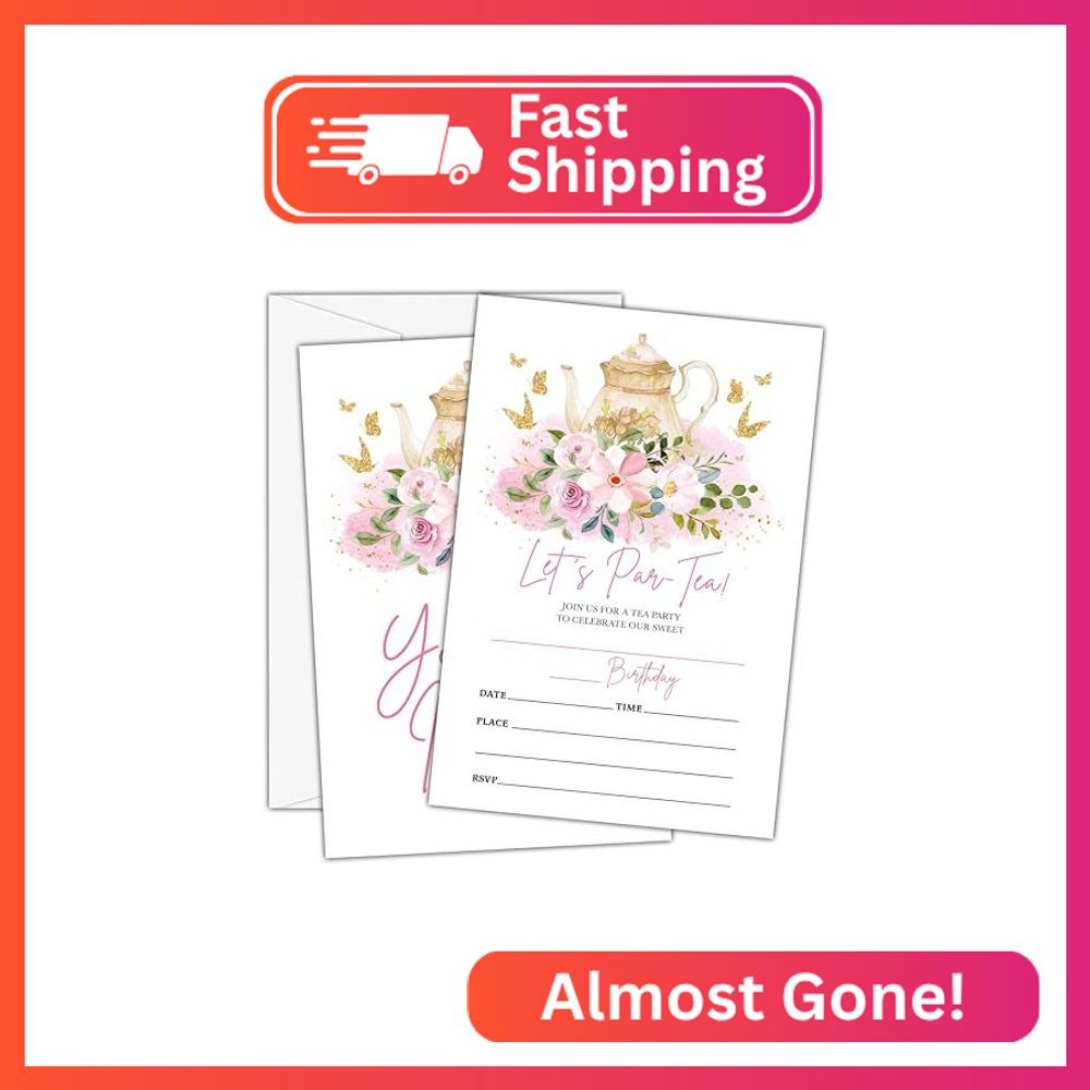 Beshoul Birthday Invitations – Princess Tea Party Birthday Invites with Envelope