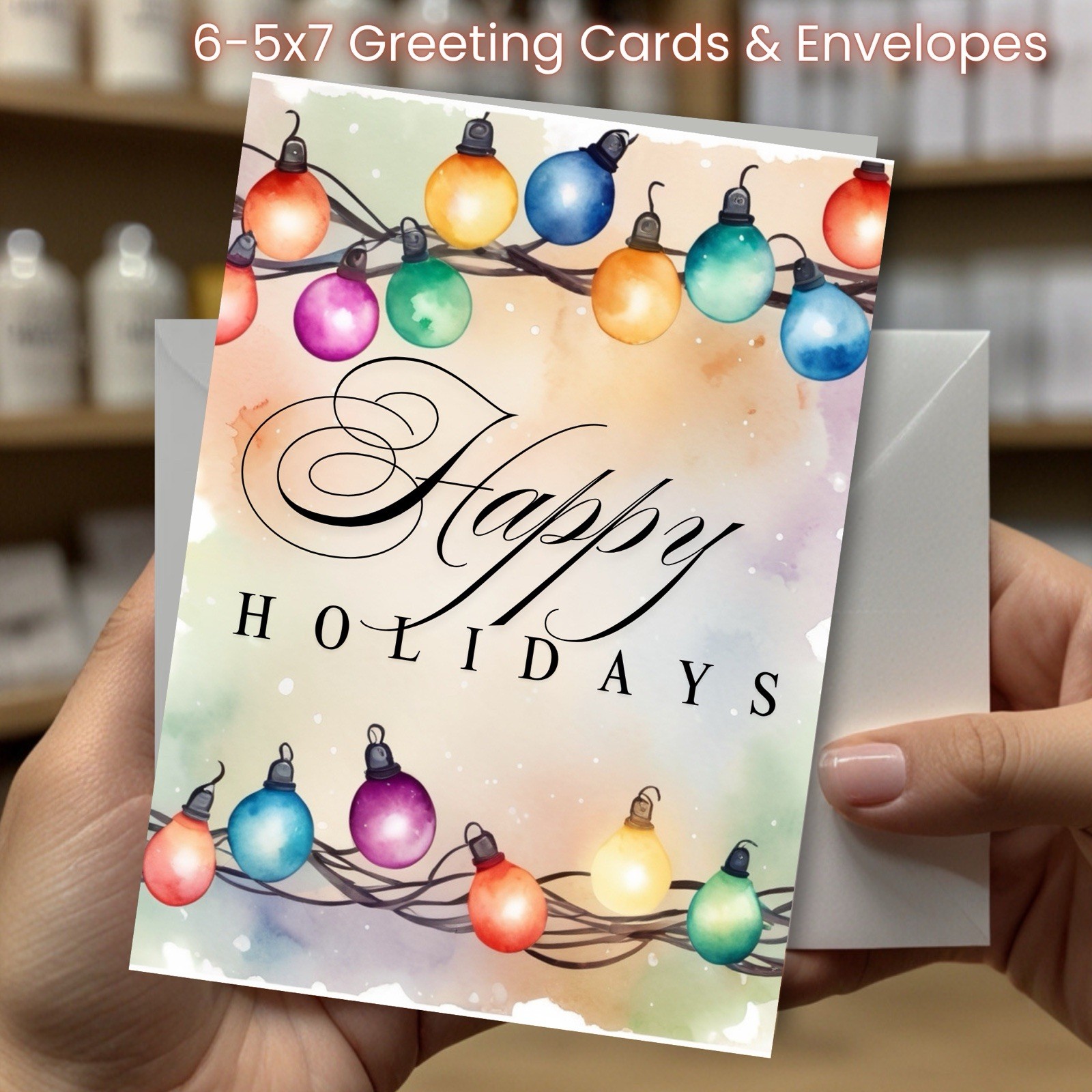 Christmas Greeting Cards w/ Envelope – Set of 6 -5×7 Cards & Envelopes L#019