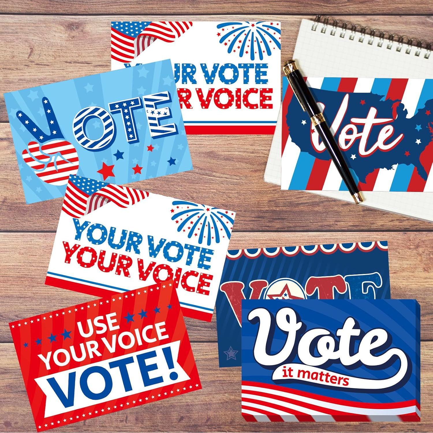 Voter Postcards Patriotic Red White and Blue Encouraging Voting Cards for Ele…