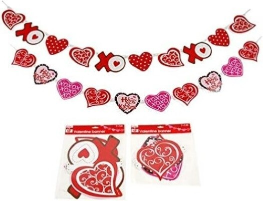 TWO (2) VALENTINES DAY BANNERS HANGING DECOR FLOMO LOVE BRAND NEW NIB