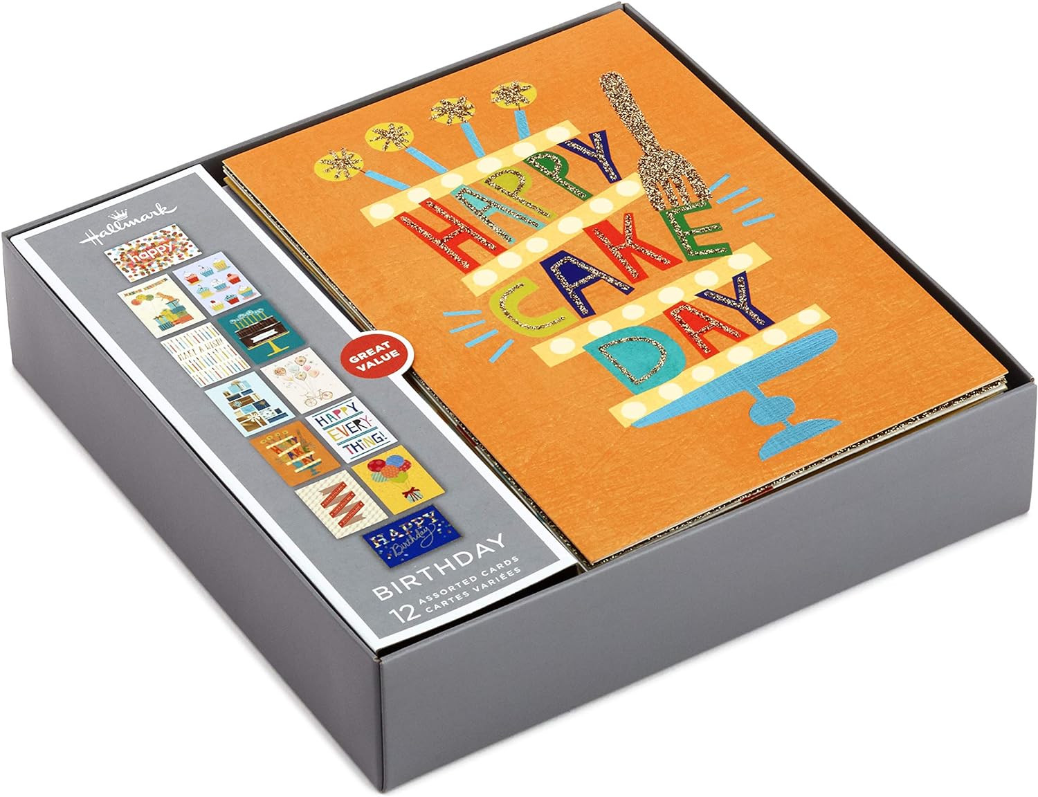Hallmark Handmade Birthday Cards Assortment, Happy Cake Day (12 Cards with Envel