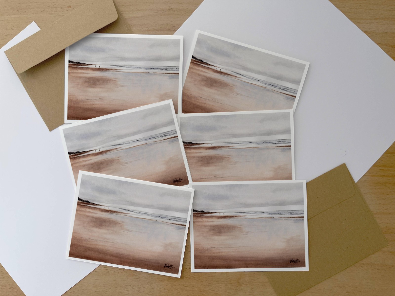 Blank Note Cards with Envelopes Set of 6, Peaceful Coastal Landscape Blank Cards