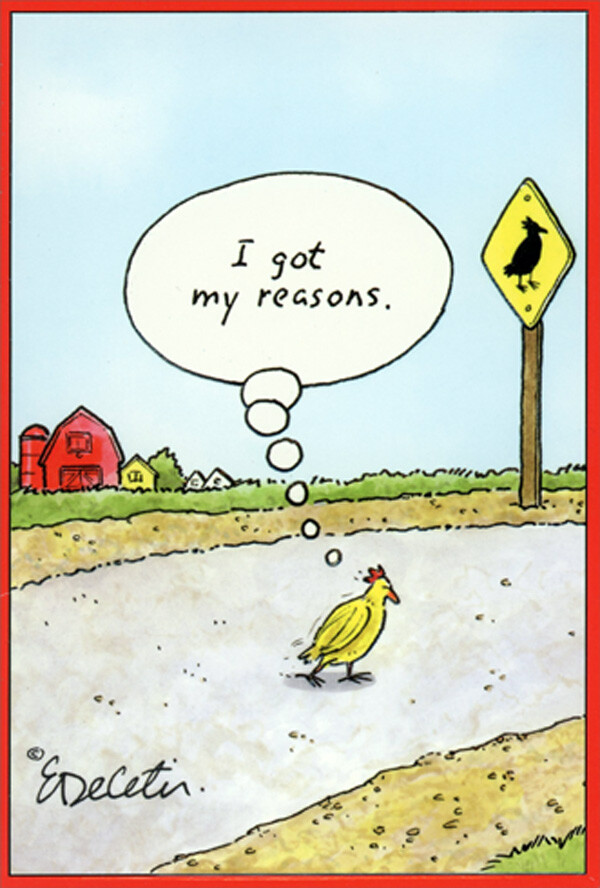 Pictura Chicken Reasons For Crossing Road Funny Eric Decetis Birthday Card