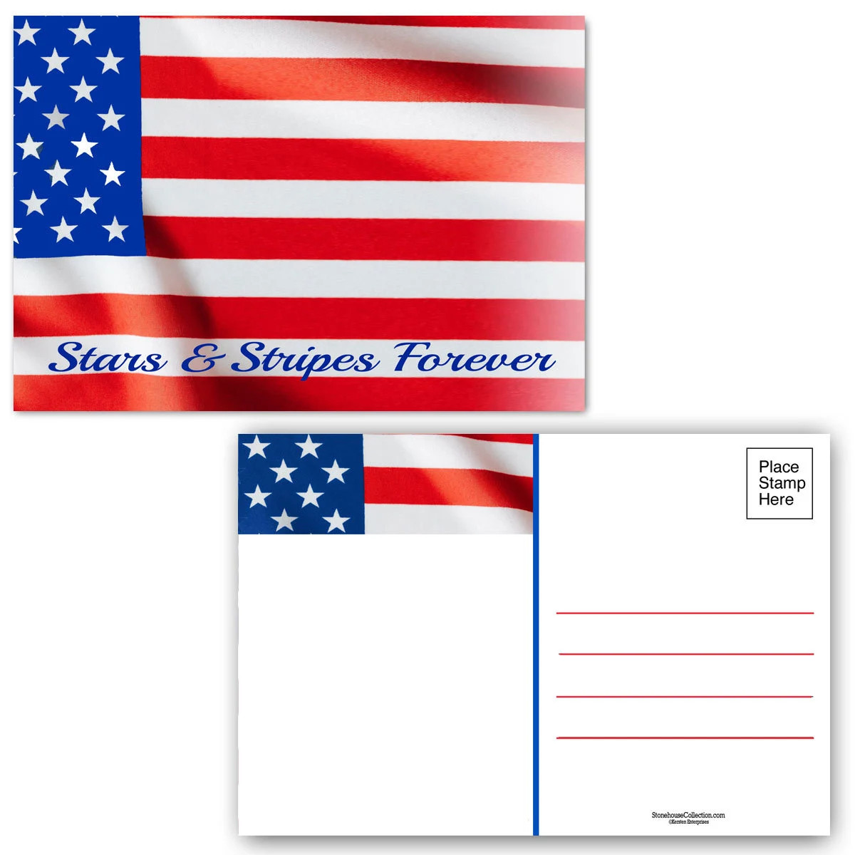 Stars and Stripes Forever Postcards – 40 4x 6 Patriotic Postcards – 17098