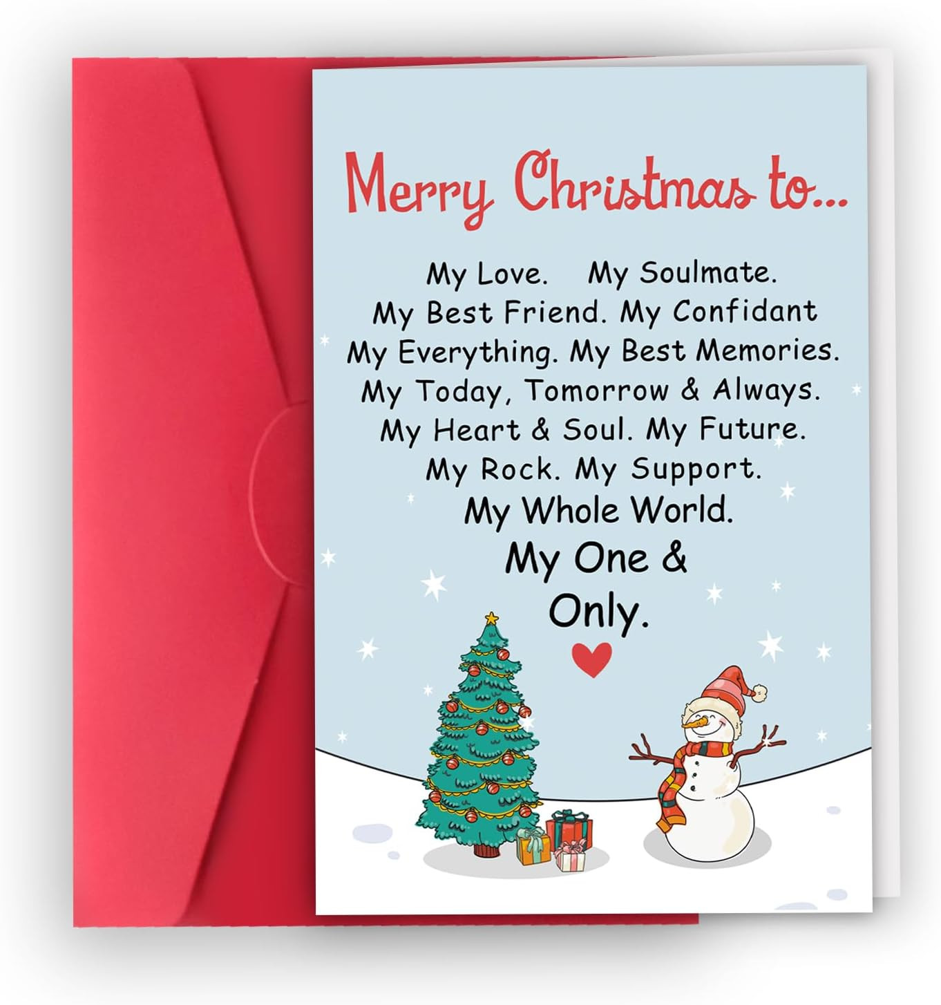 Merry Christmas Card for Boyfriend Husband, Romantic Christmas Card Gift for Wif