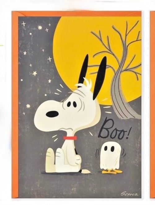 HALLMARK SNOOPY & WOODSTOCK HALLOWEEN GREETING CARD WITH ENVELOPE