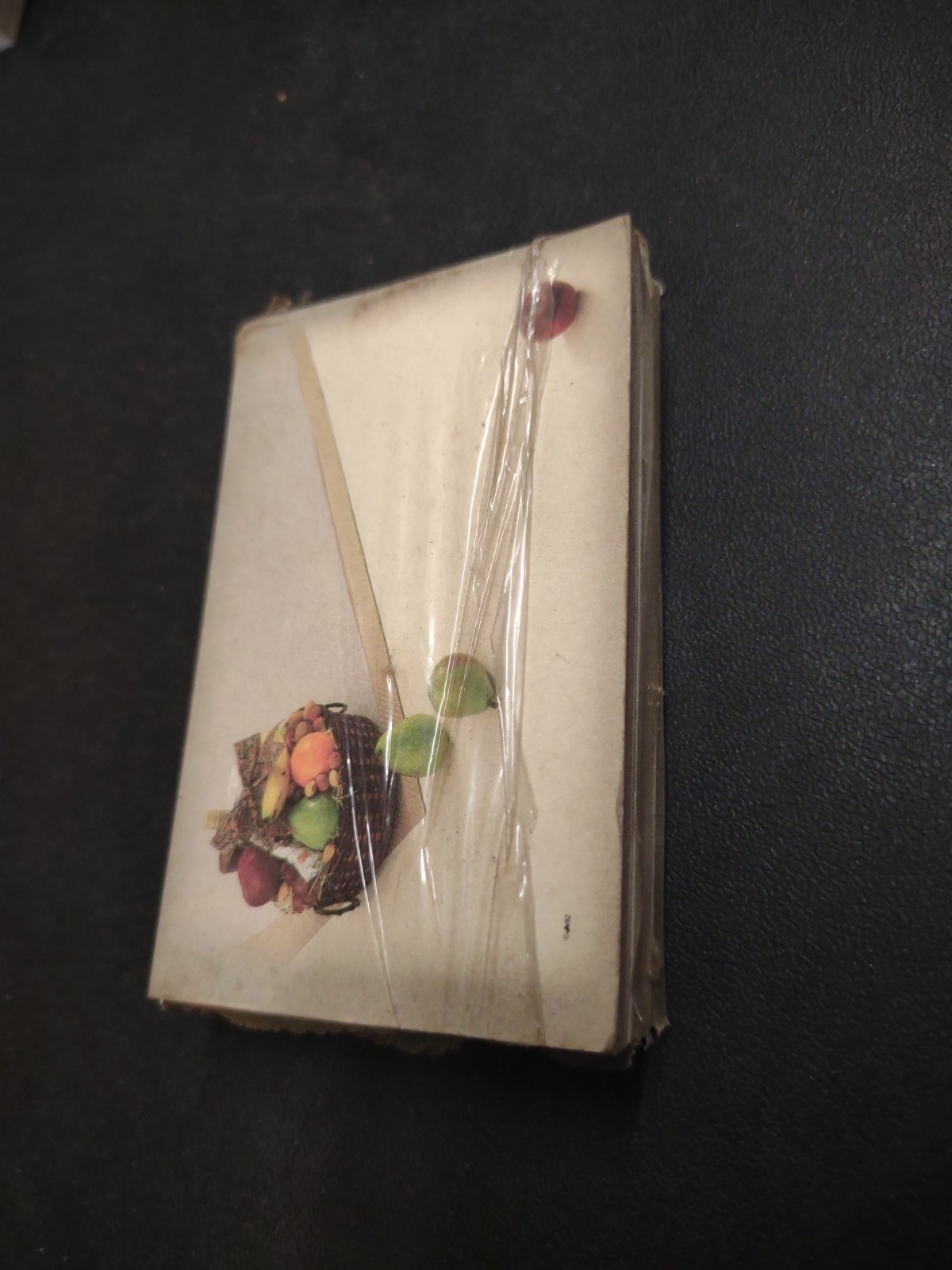 50 Vintage Floral Enclosure Cards, No Message, Blank Card w Fruit Basket Picture