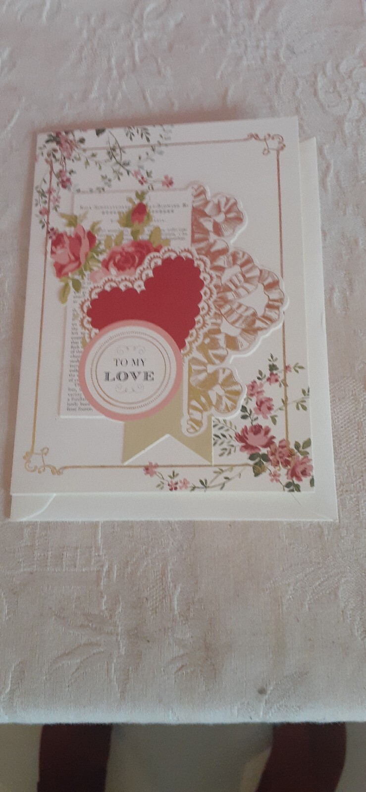 To My Love, Valentine Day Card, Blank, With Envelope, Handmade, Anna Griffin