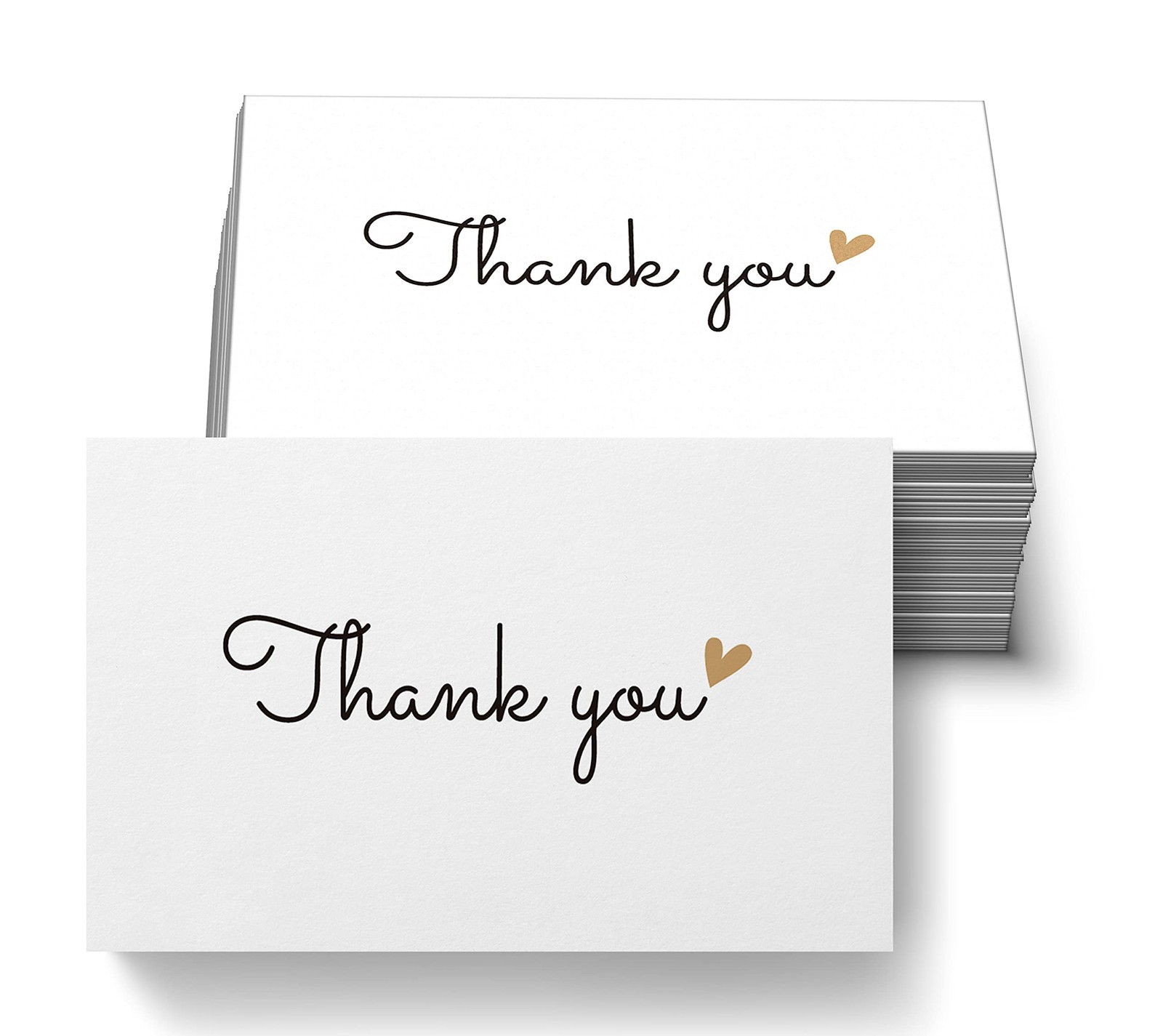 100 Little Thank You Cards Gold Heart Design Bulk Thank you Notes for All Occ…