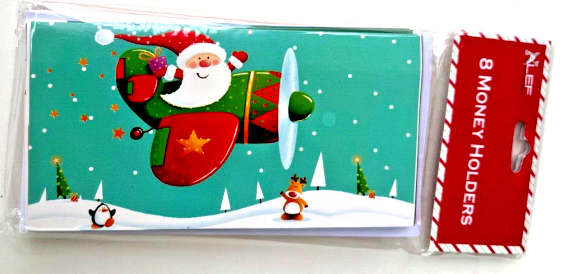 Christmas 6 Money Holders 2 Different Designs Lots of Glitter Santa see pictures