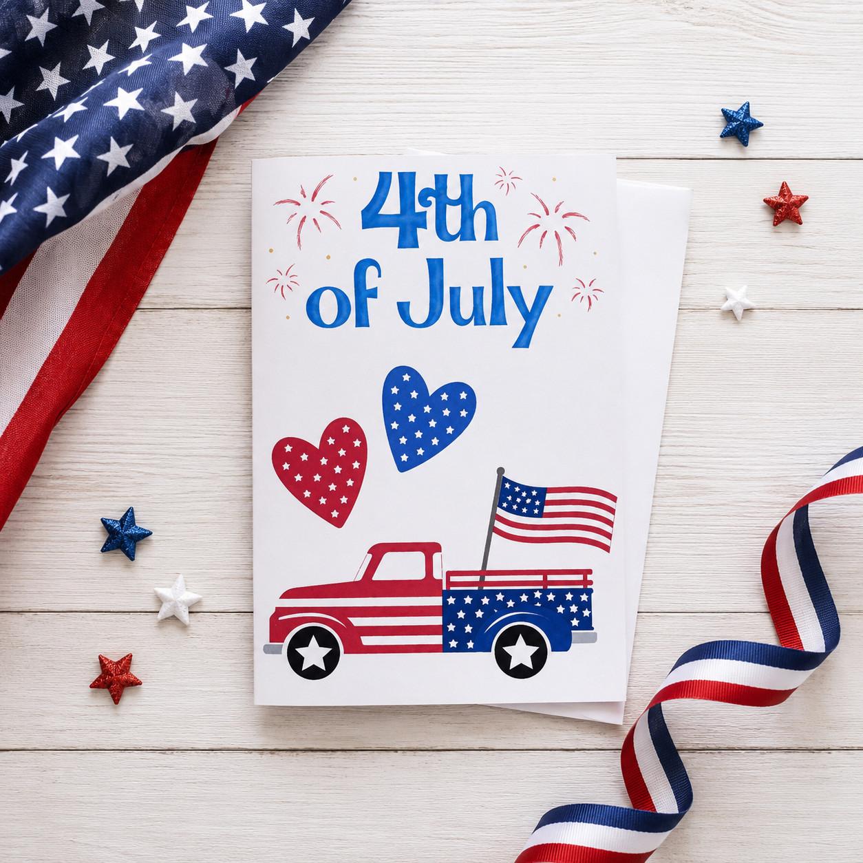 4th Of July Greeting Card, Patriotic Card, Independence Day Card, American Flag