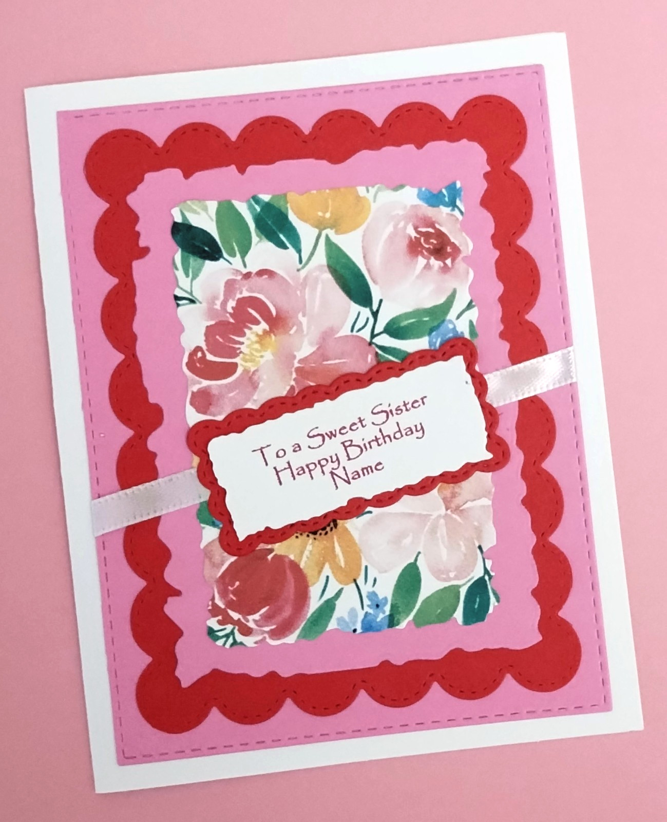Birthday Card Personalized for Family or Friend Layered Panels with Verse Inside